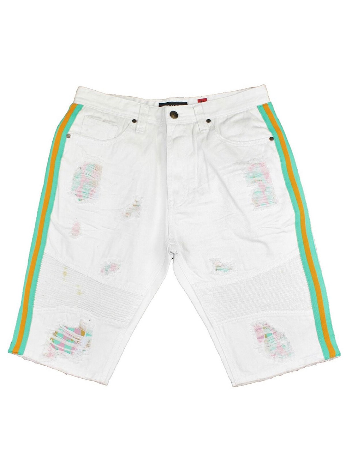 Makobi Jean Shorts - Stripe - White/Green - M757