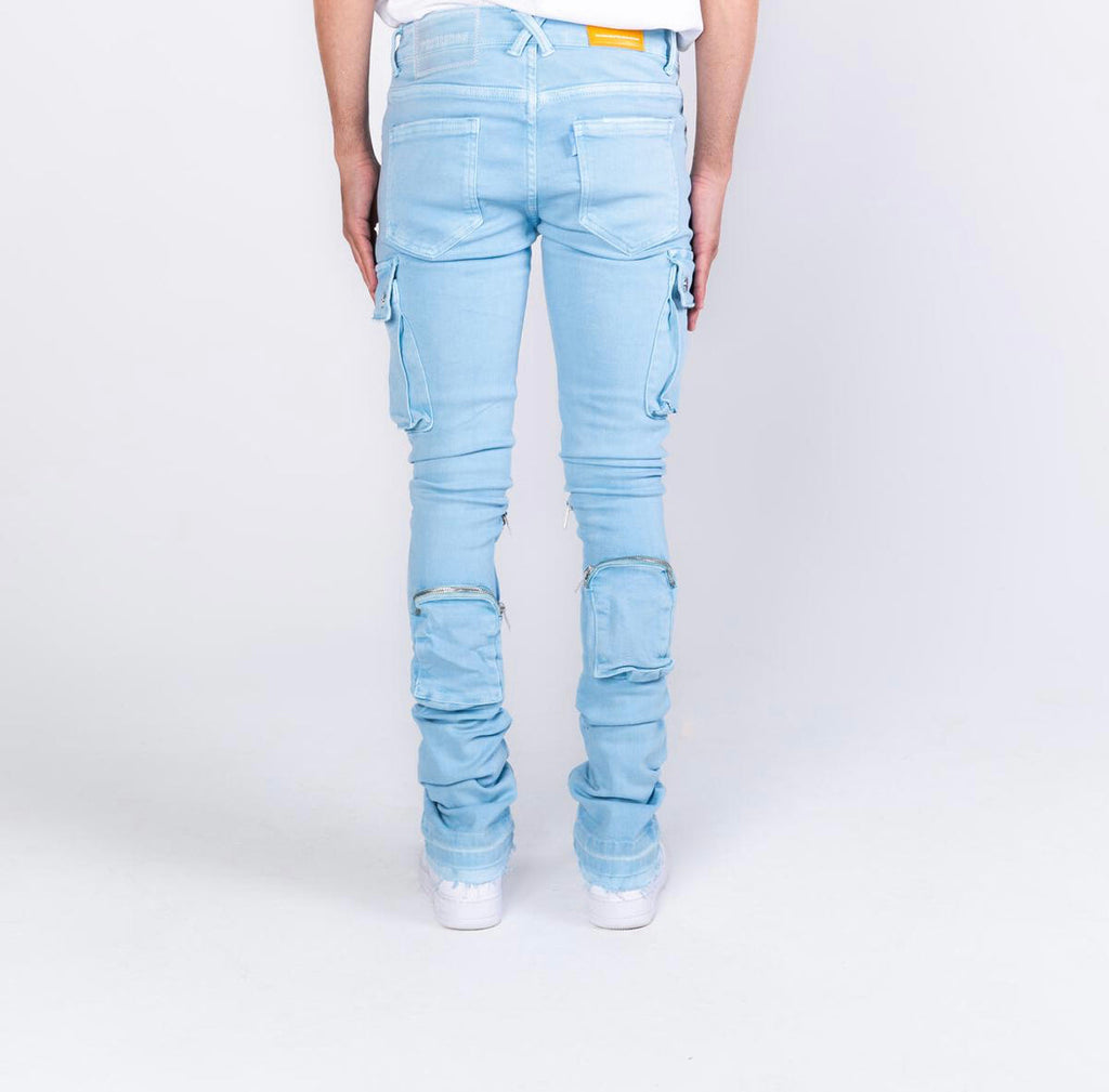 Pheelings Jeans - Never Look Back Cargo Flare Stacked - Sky Blue - PH-SS22-78