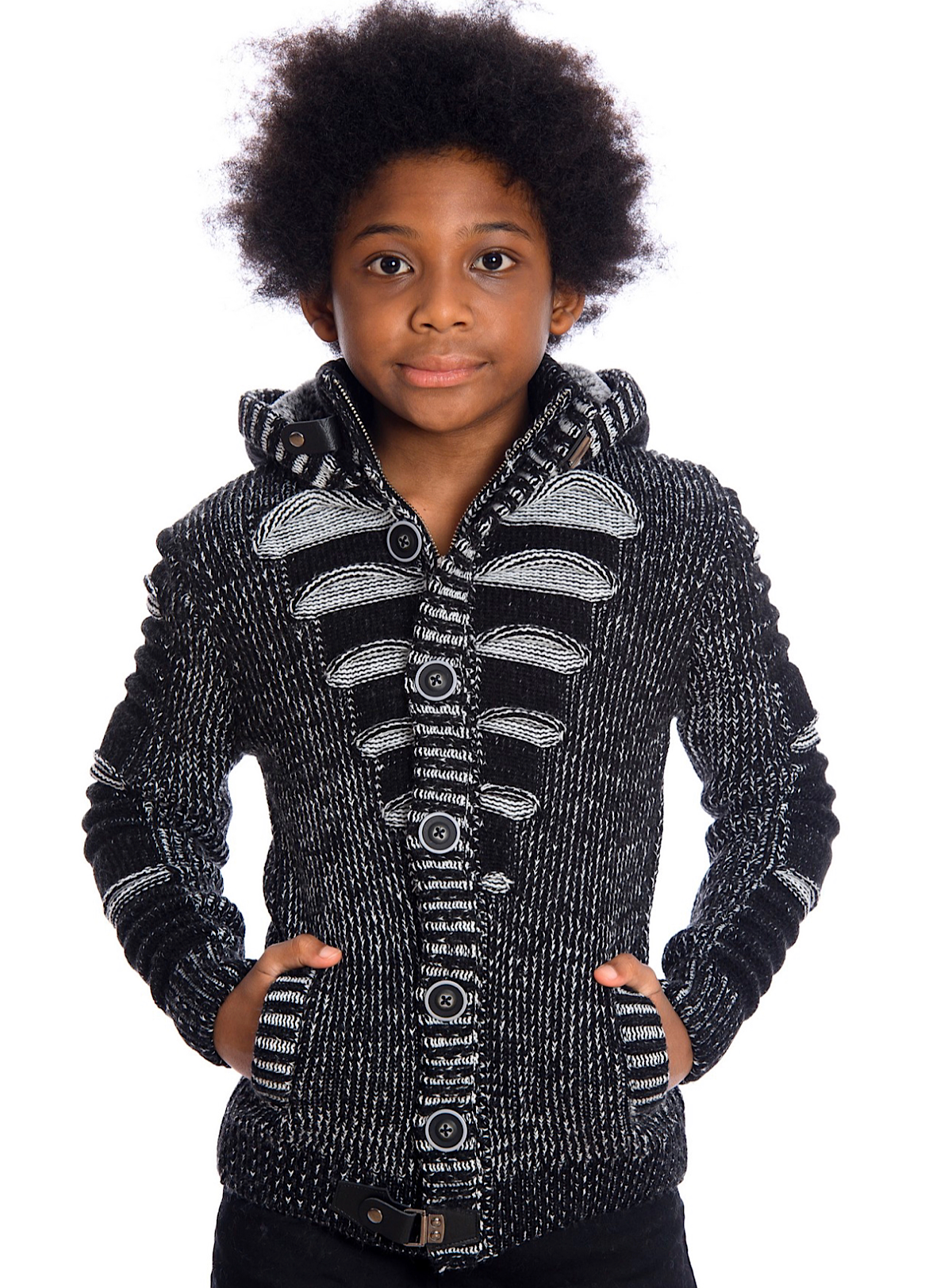 LCR Kids Sweater - Knit - Black And Ecru - K-5605