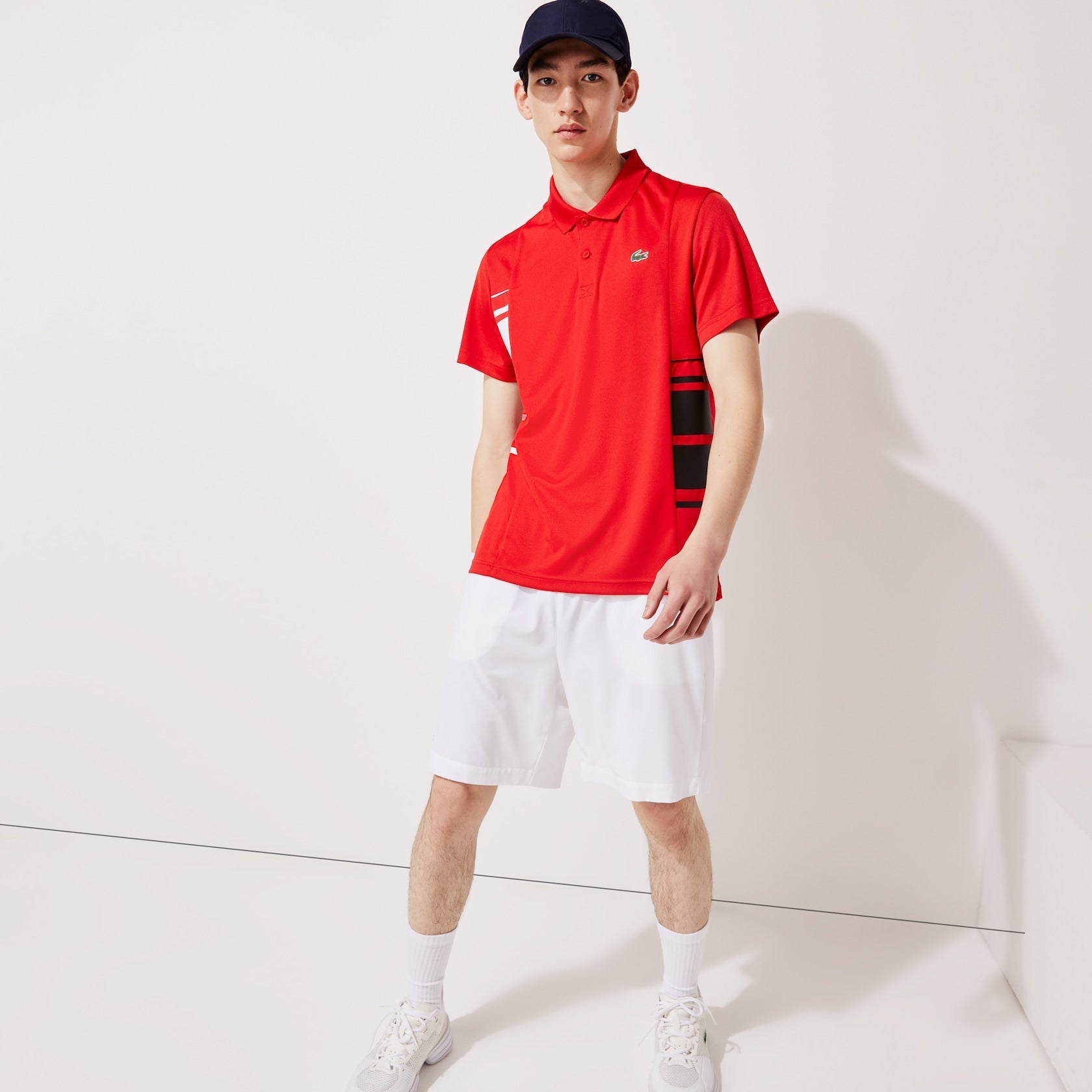 Lacoste T-Shirt - Color-Block Polo - Red And White - DH0866