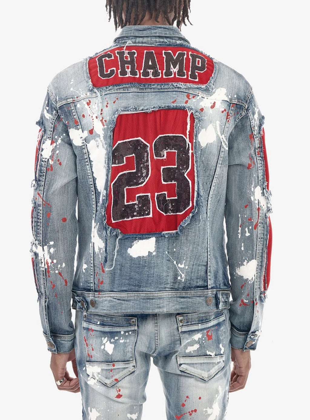 Copper Rivet Denim Jacket - Icon - Blue And Red - 113507