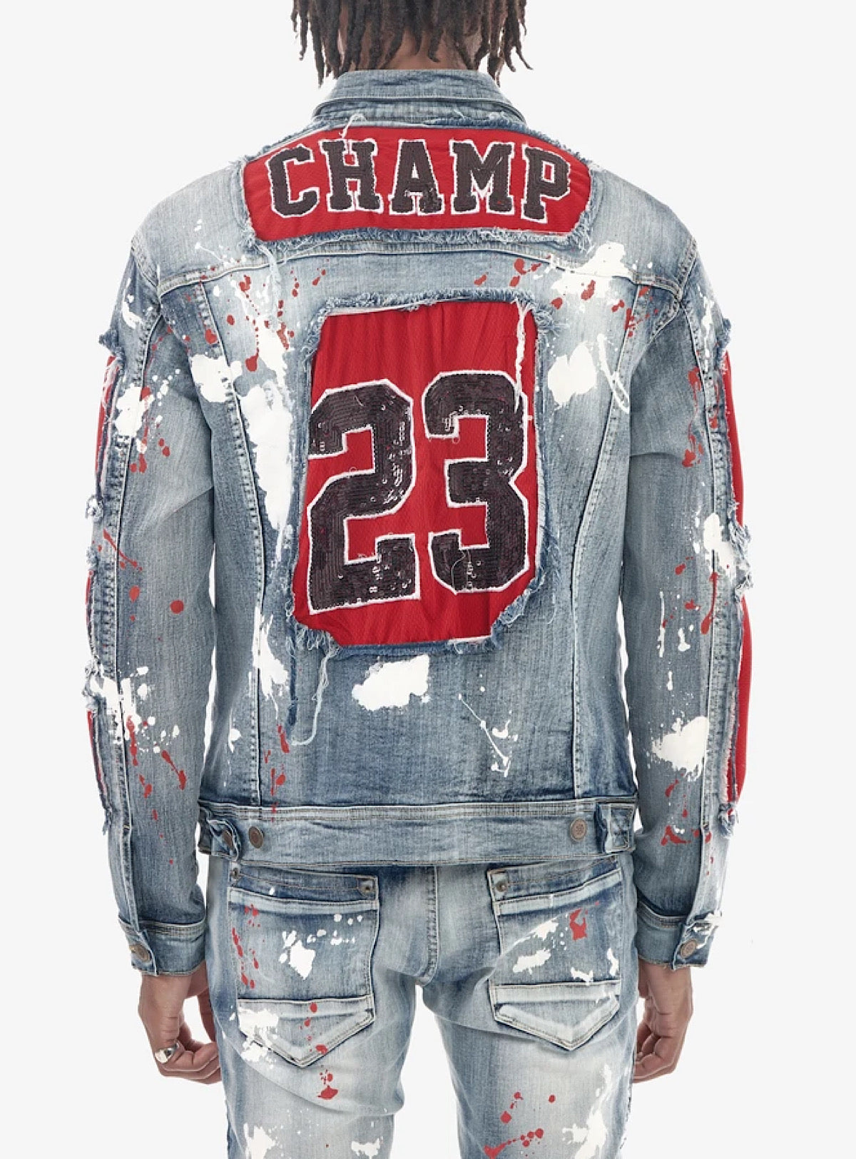 Copper Rivet Denim Jacket - Icon - Blue And Red - 113507