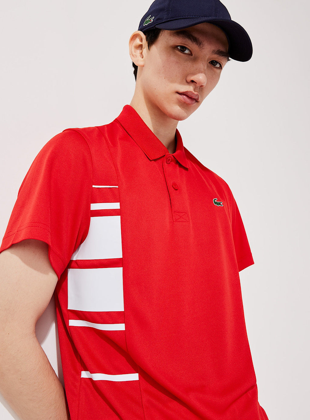 Lacoste T-Shirt - Color-Block Polo - Red And White - DH0866