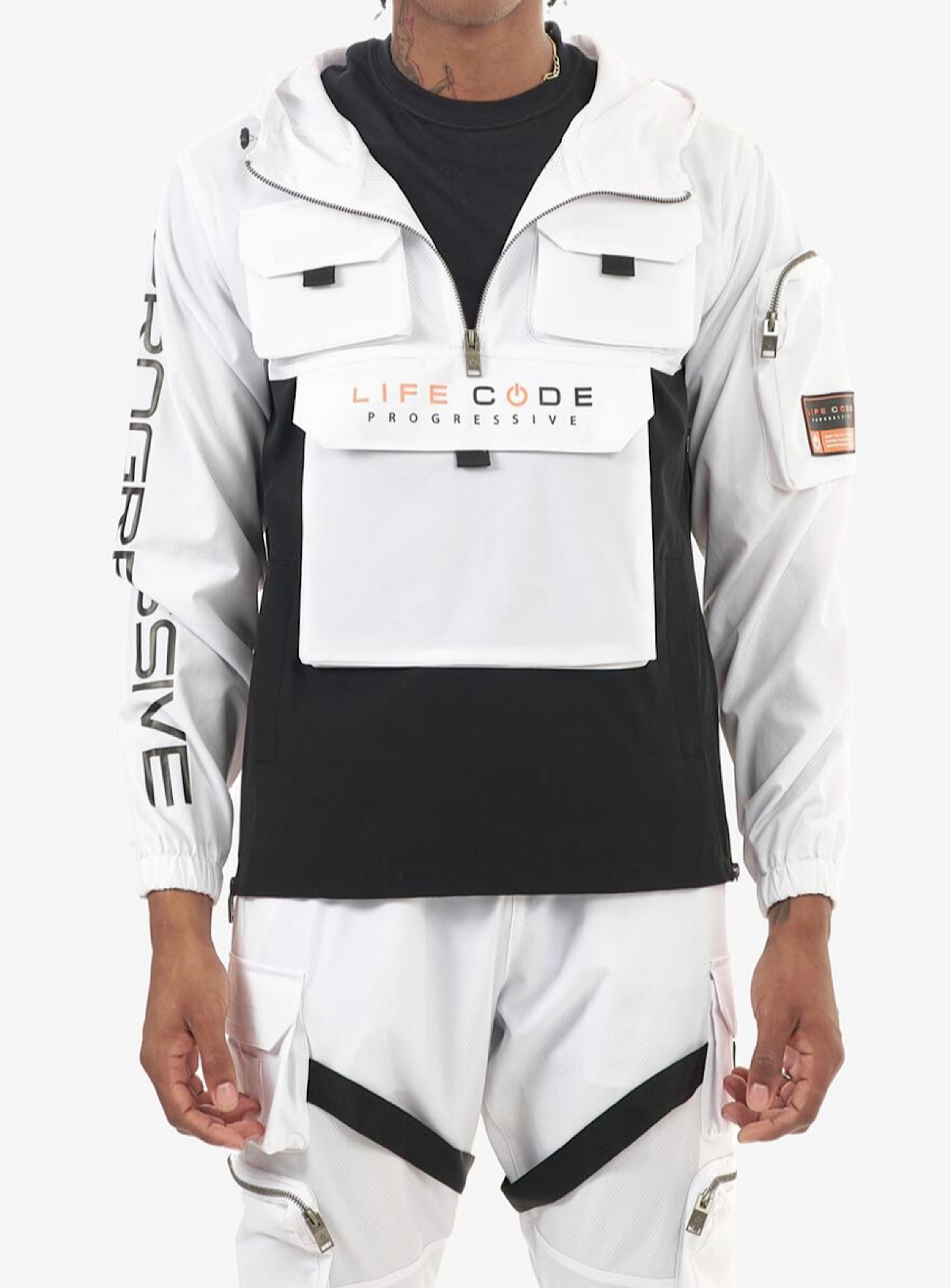 Life Code Jacket - Utility Windbreaker - White - 13J03