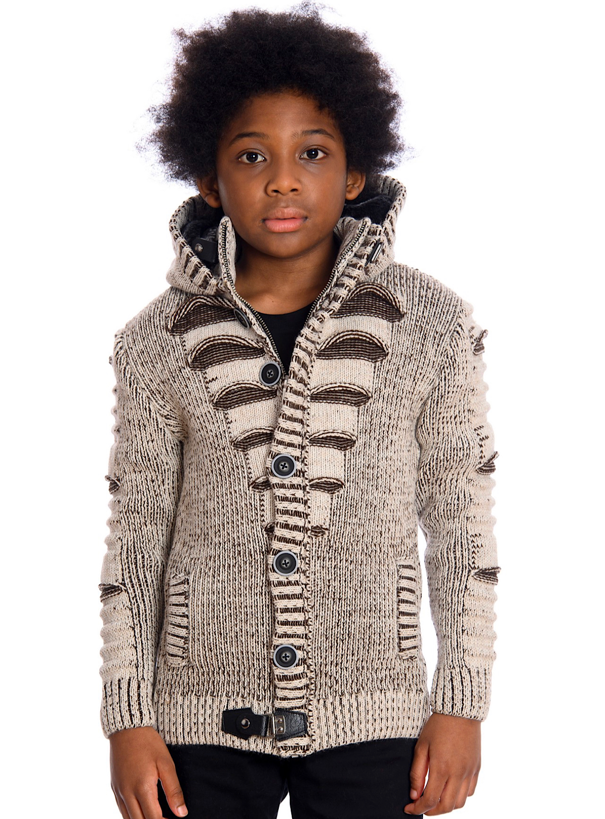 LCR Kids Sweater - Knit - Tan and Chocolate - K-5605
