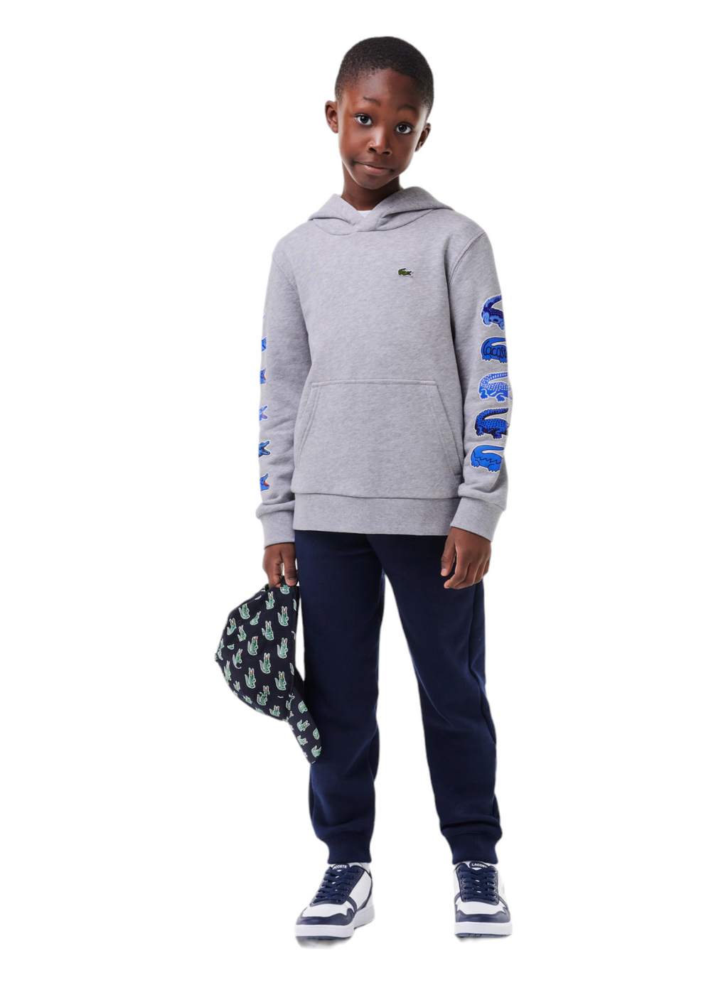 Lacoste Hoodie - Kids' Contrast Crocodile - Grey - SJ1241