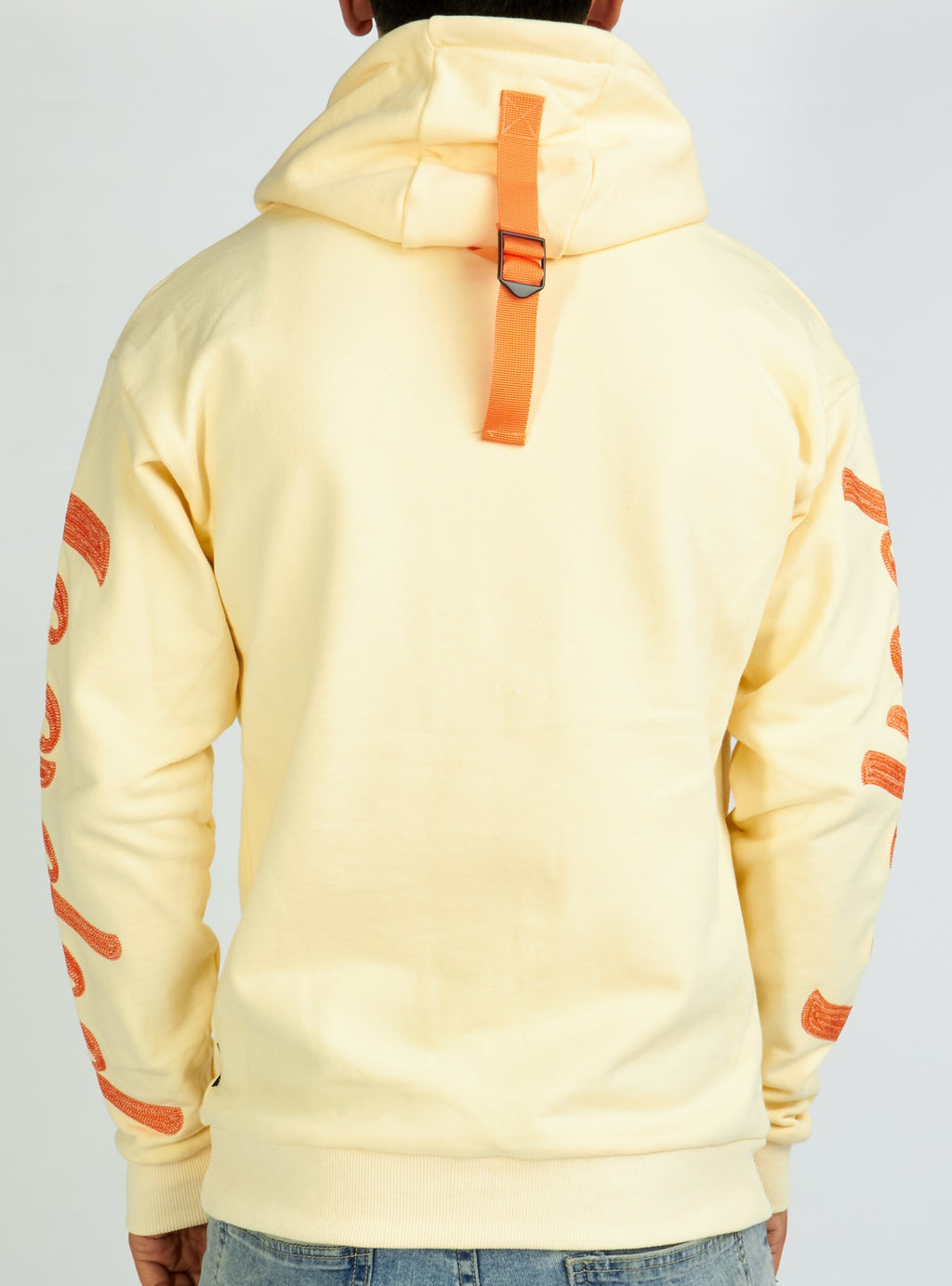 LNL Hoodie - Chain Stitch - Bone and Orange - LLHCH51025501