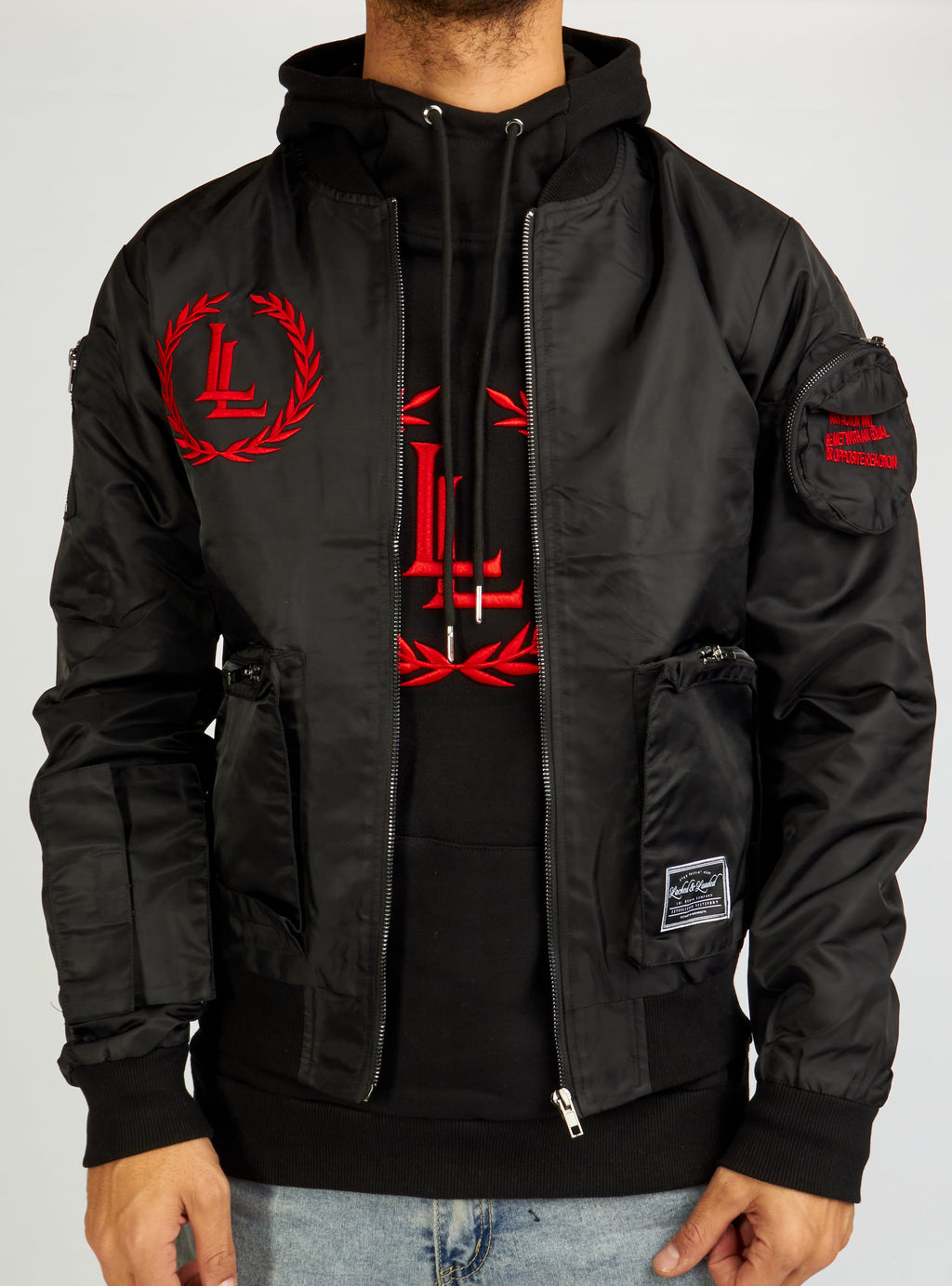 LNL Jacket - Bomber - Black and Red - LLJKT092501