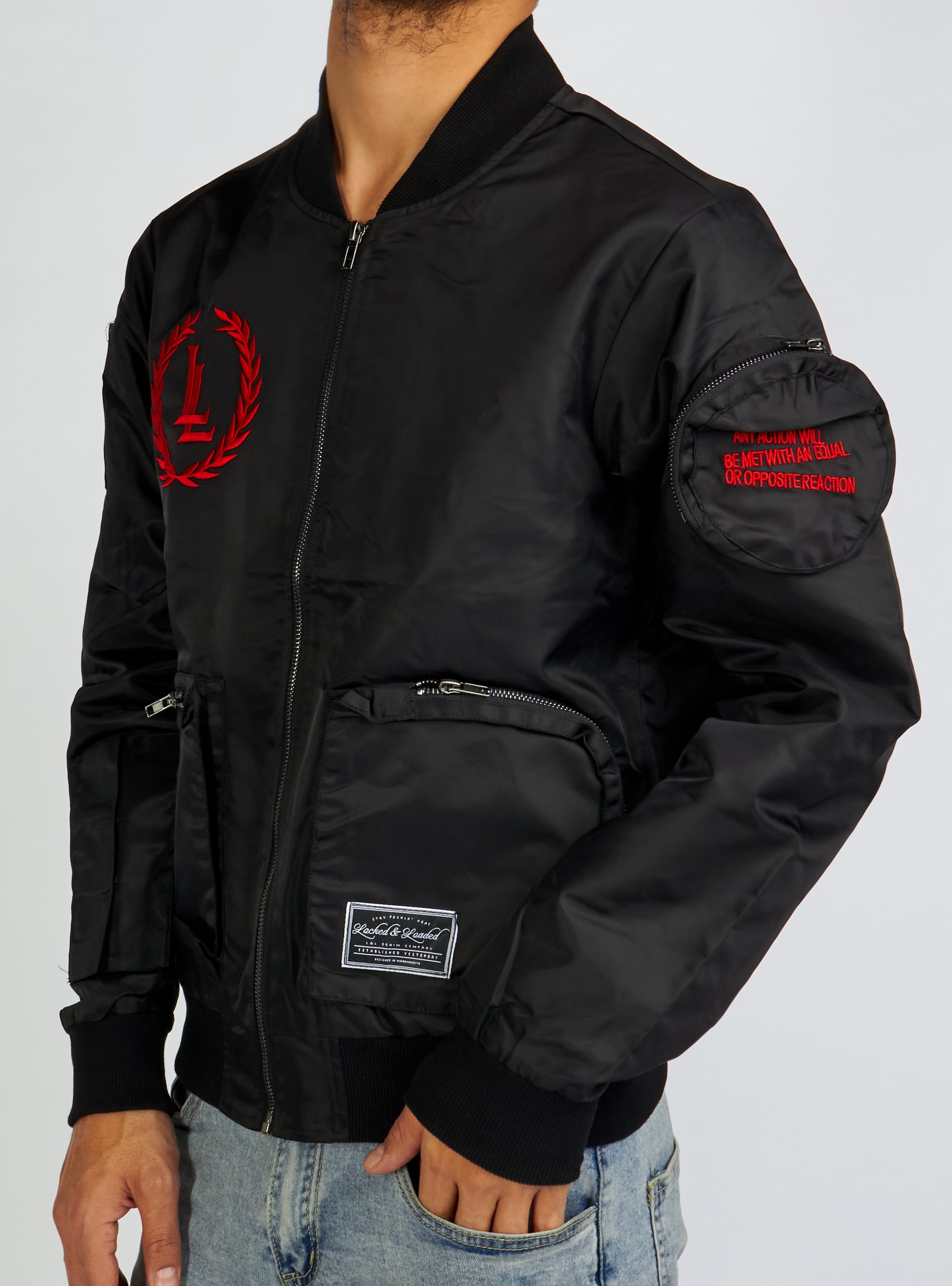 LNL Jacket - Bomber - Black and Red - LLJKT092501