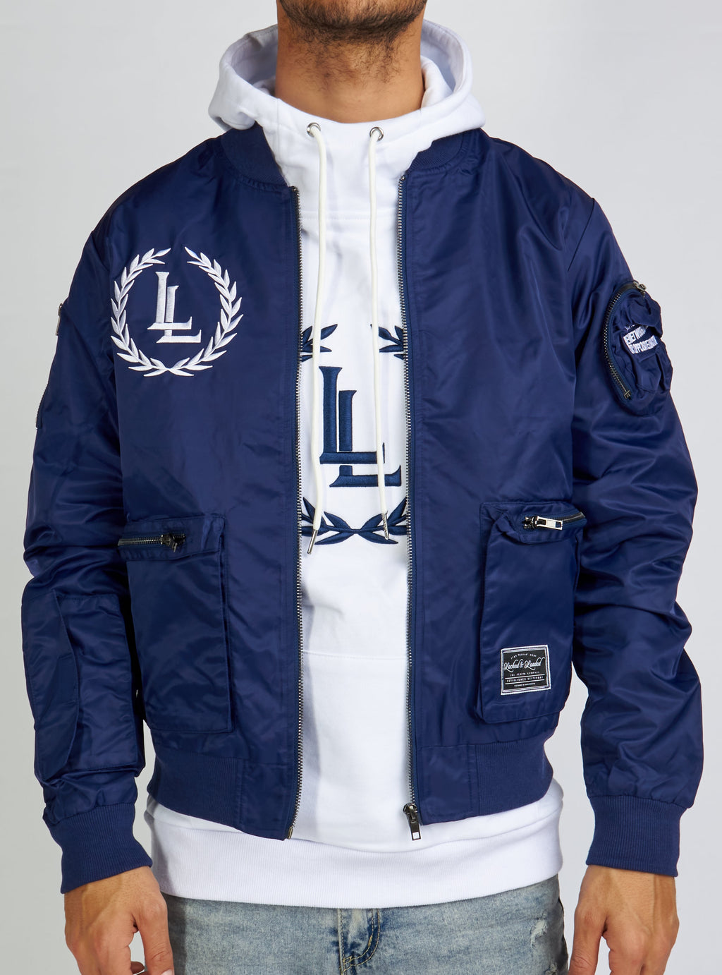 LNL Jacket - Bomber - Navy and White - LLJKT092503