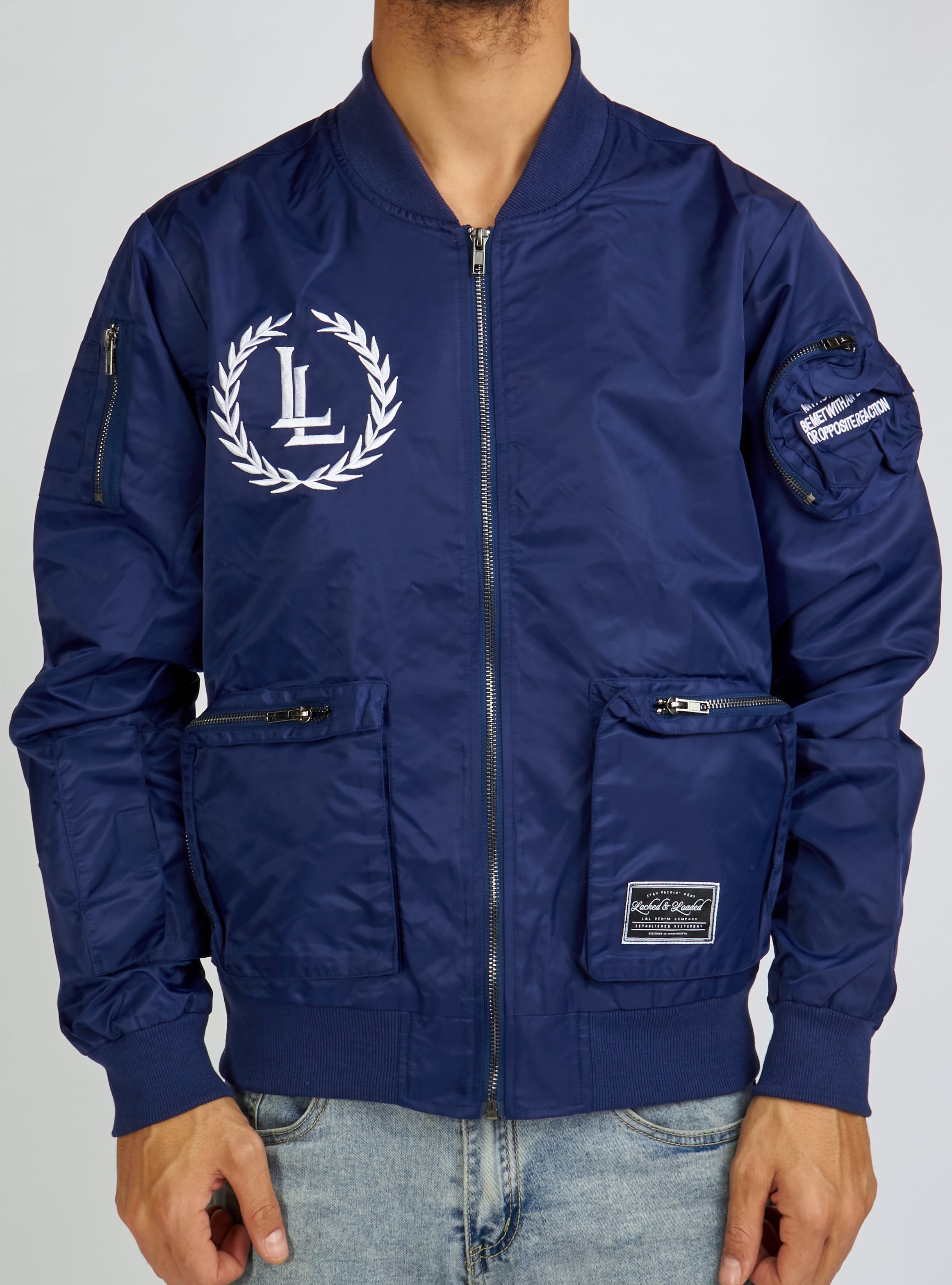 LNL Jacket - Bomber - Navy and White - LLJKT092503