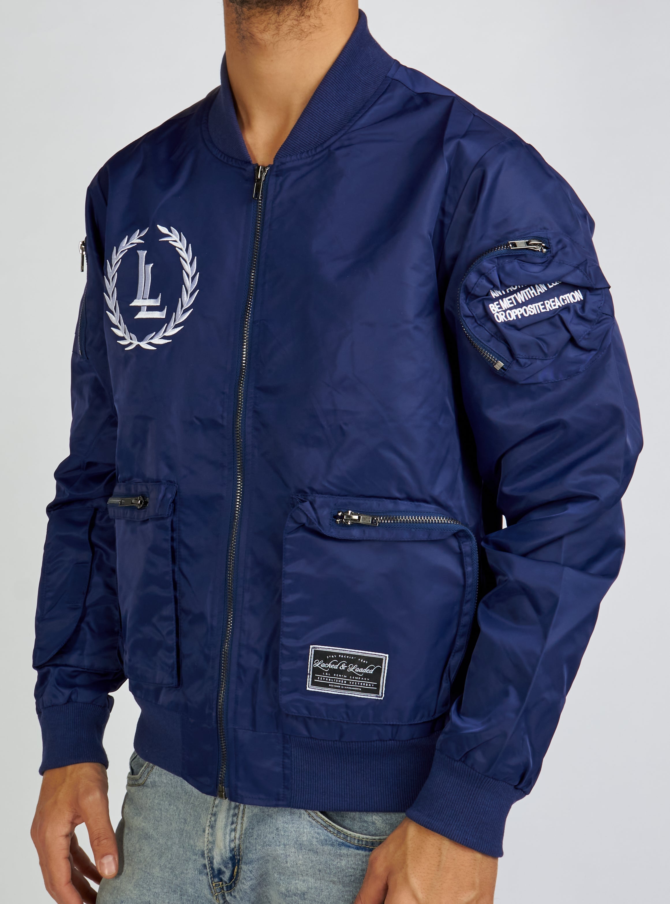 LNL Jacket - Bomber - Navy and White - LLJKT092503
