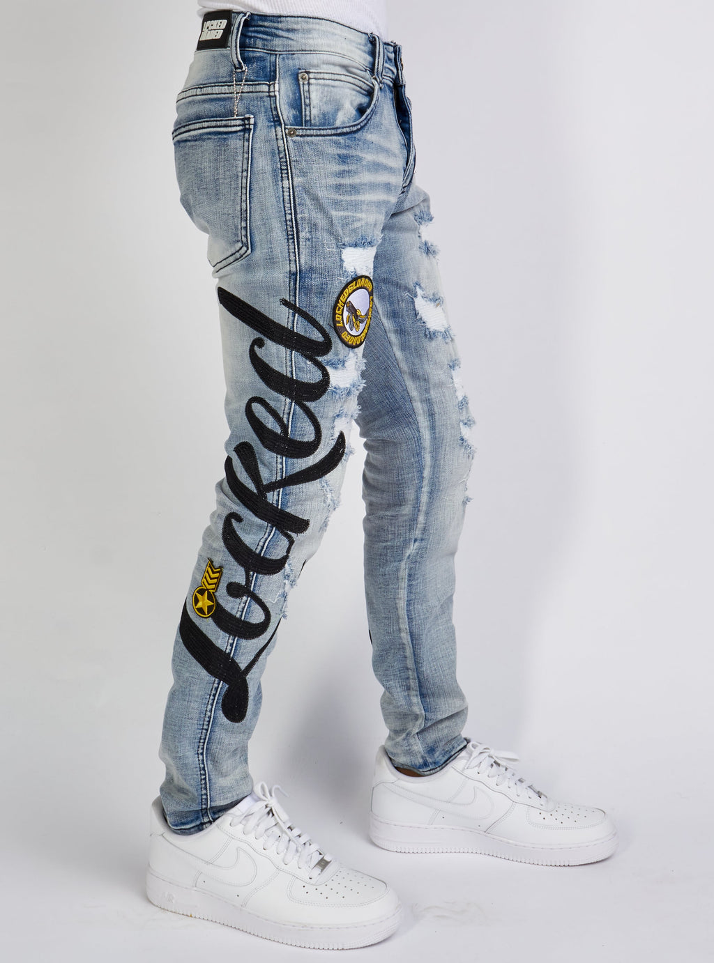 LNL Jeans - Chain Stitch - Mid Blue and Black - LLCHSE1025253