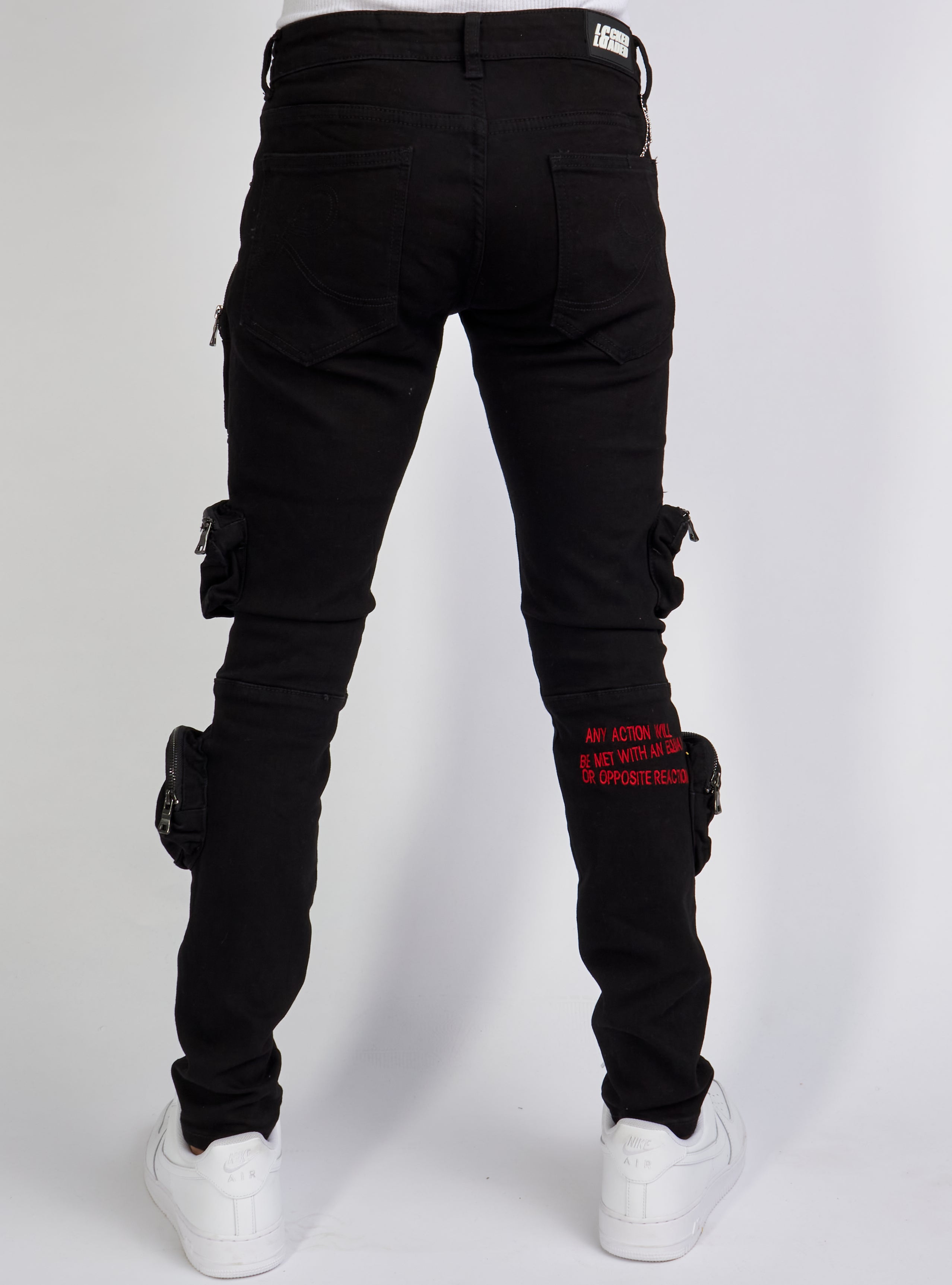 LNL Jeans - Crest Cargo - Black and Red - LLCD092501