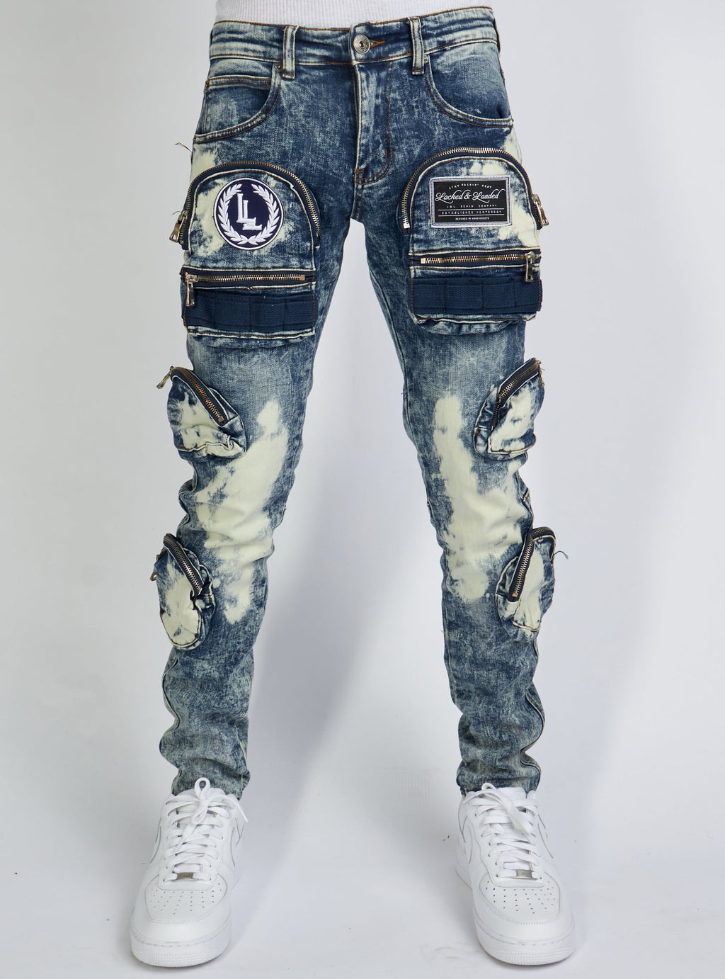 LNL Jeans - Crest Cargo - Bleached Navy - LLCD2001