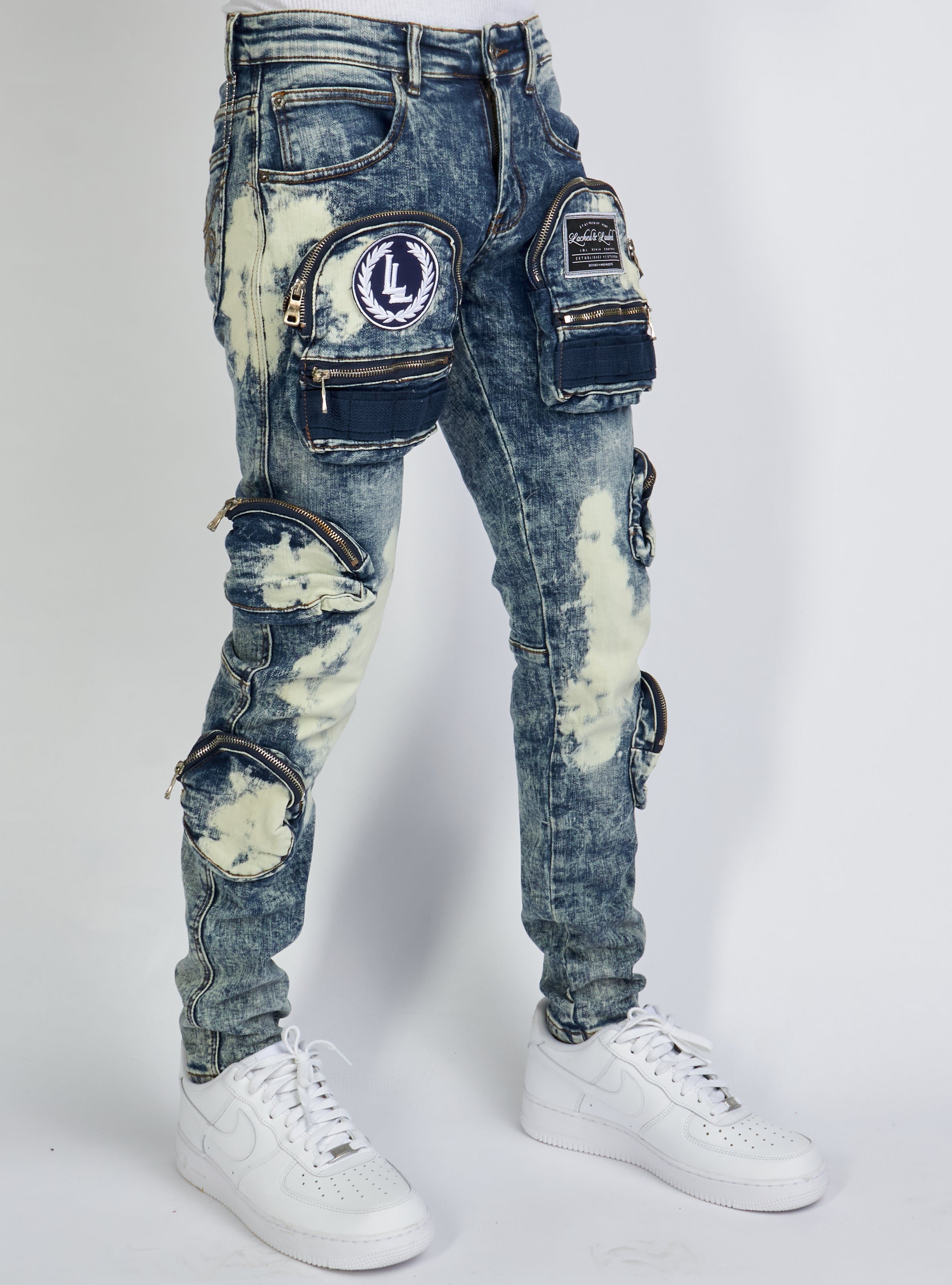 LNL Jeans - Crest Cargo - Bleached Navy - LLCD2001