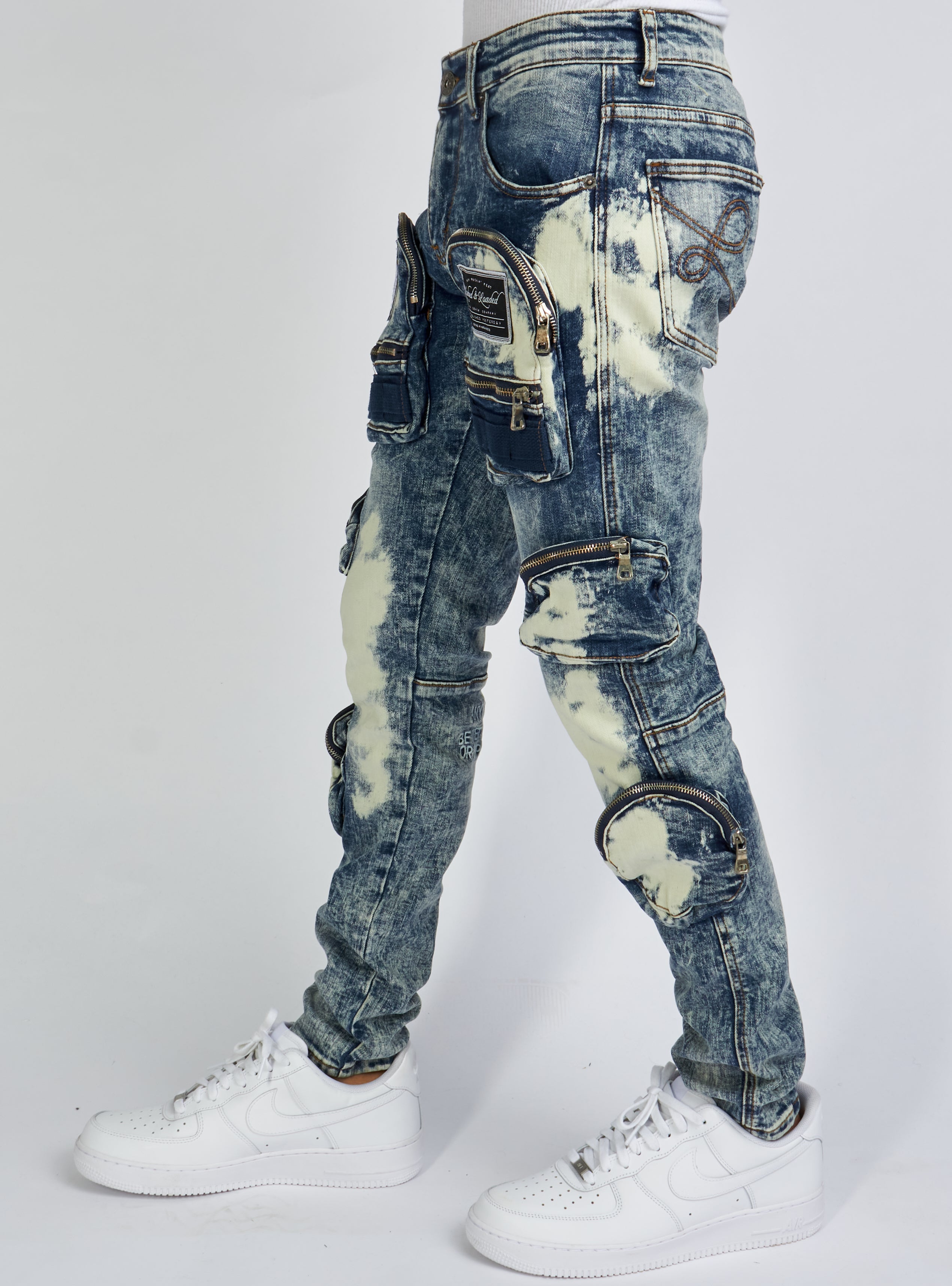 LNL Jeans - Crest Cargo - Bleached Navy - LLCD2001