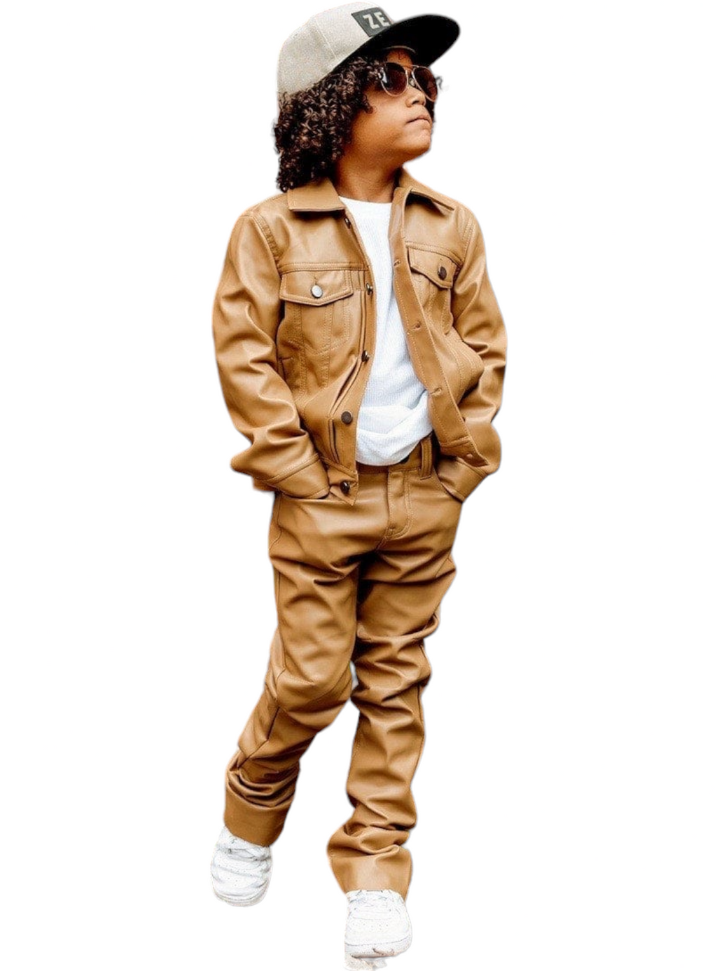 Jordan Craig Kids Pants - Thriller PU Leather - Mocha - JRF1139K