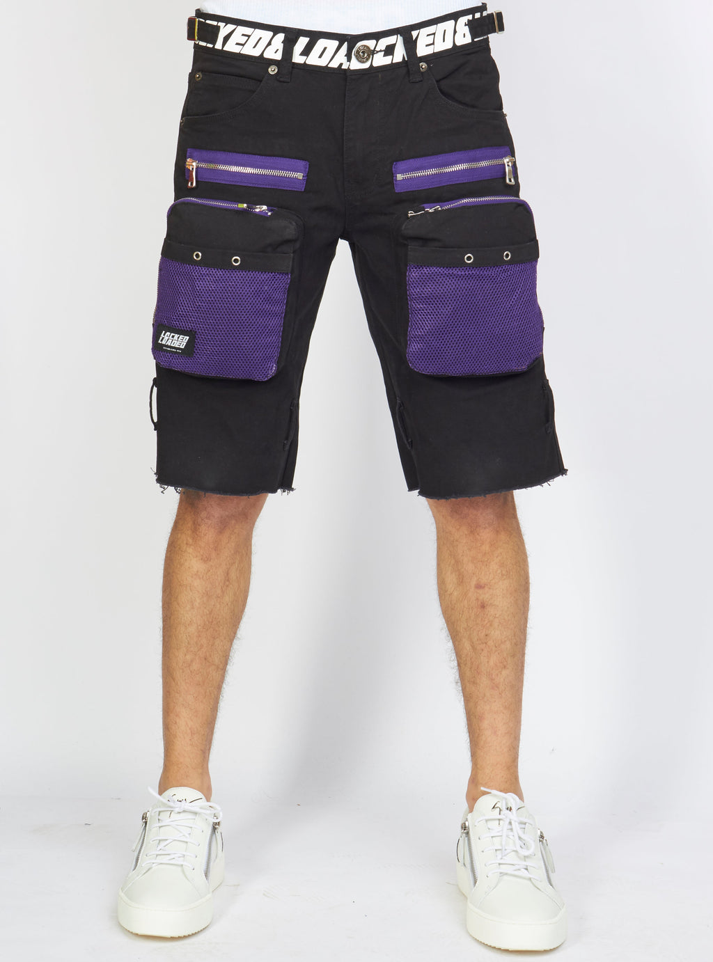 LNL Shorts - Strapped - Black and Purple - LDS421102