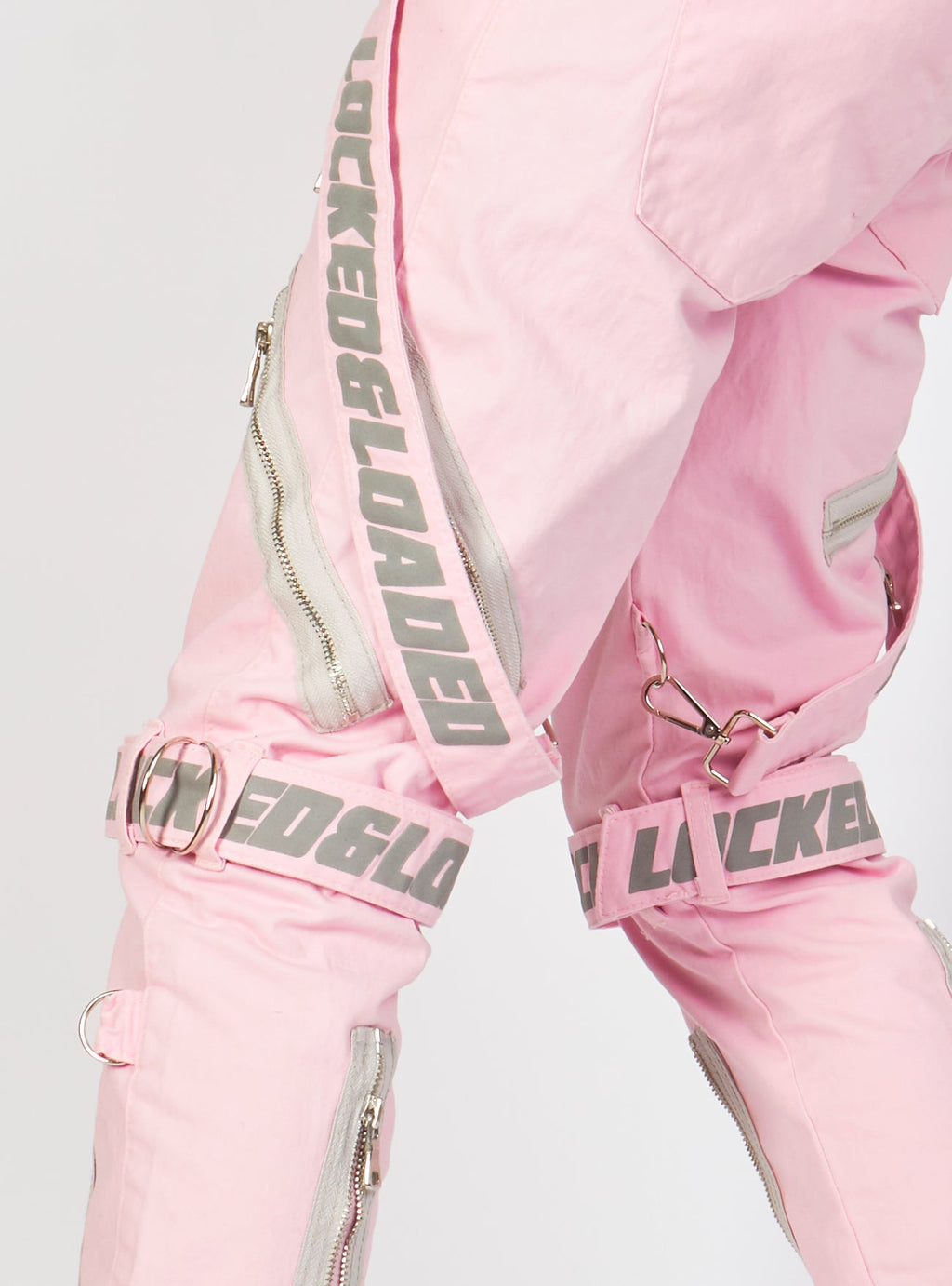 LNL Jeans - Straps and Pocket - Light Pink and Reflective - LLTP105