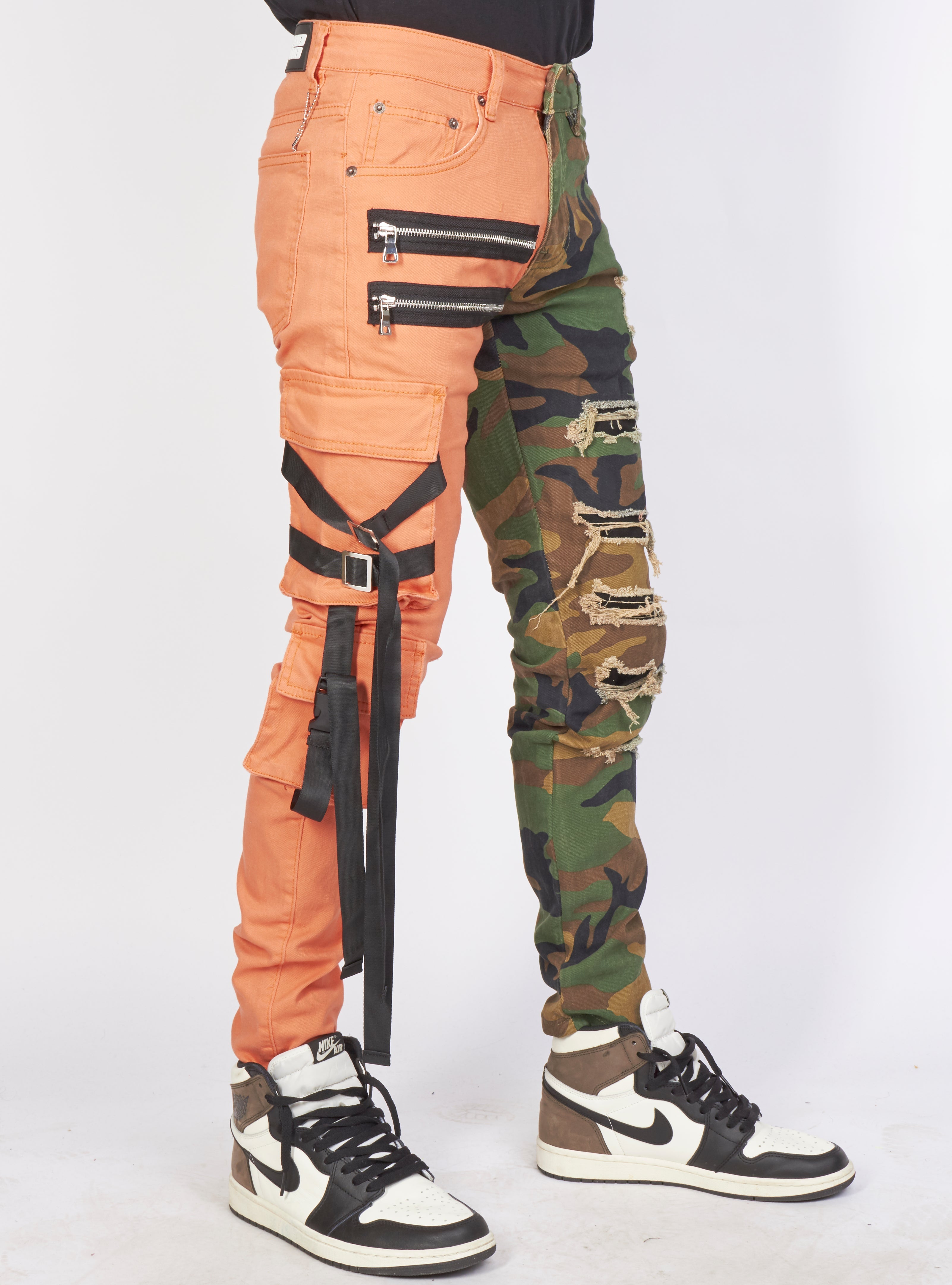 LNL Jeans - Split Straps - Orange and Camo - LL106
