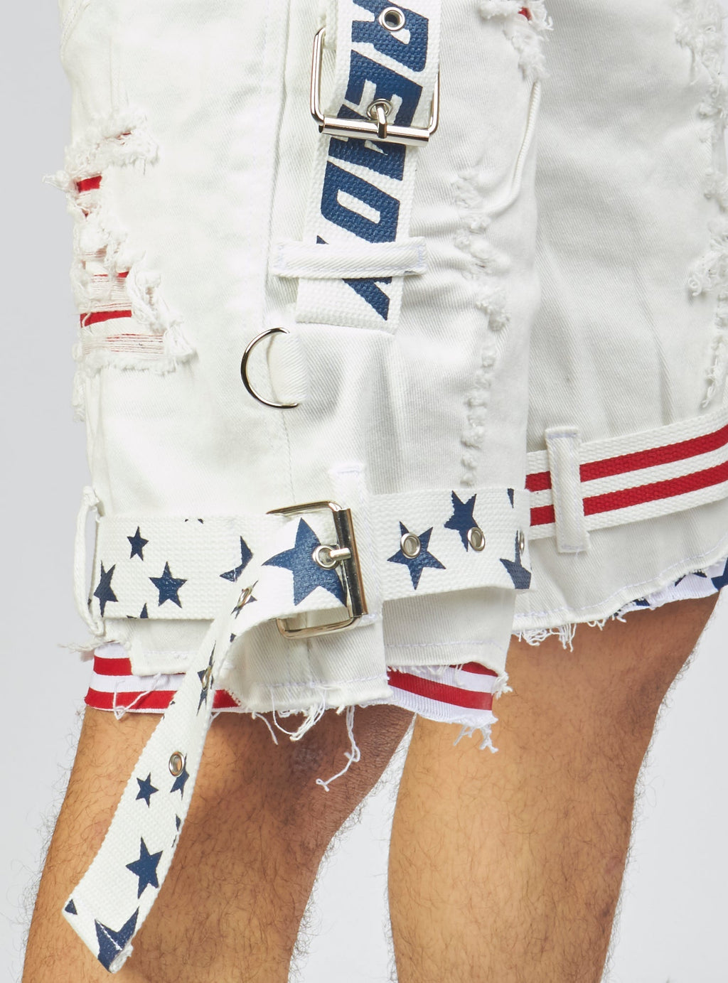 LNL Shorts - USA Strapped Denim - White with Red and Navy - LLDS421104