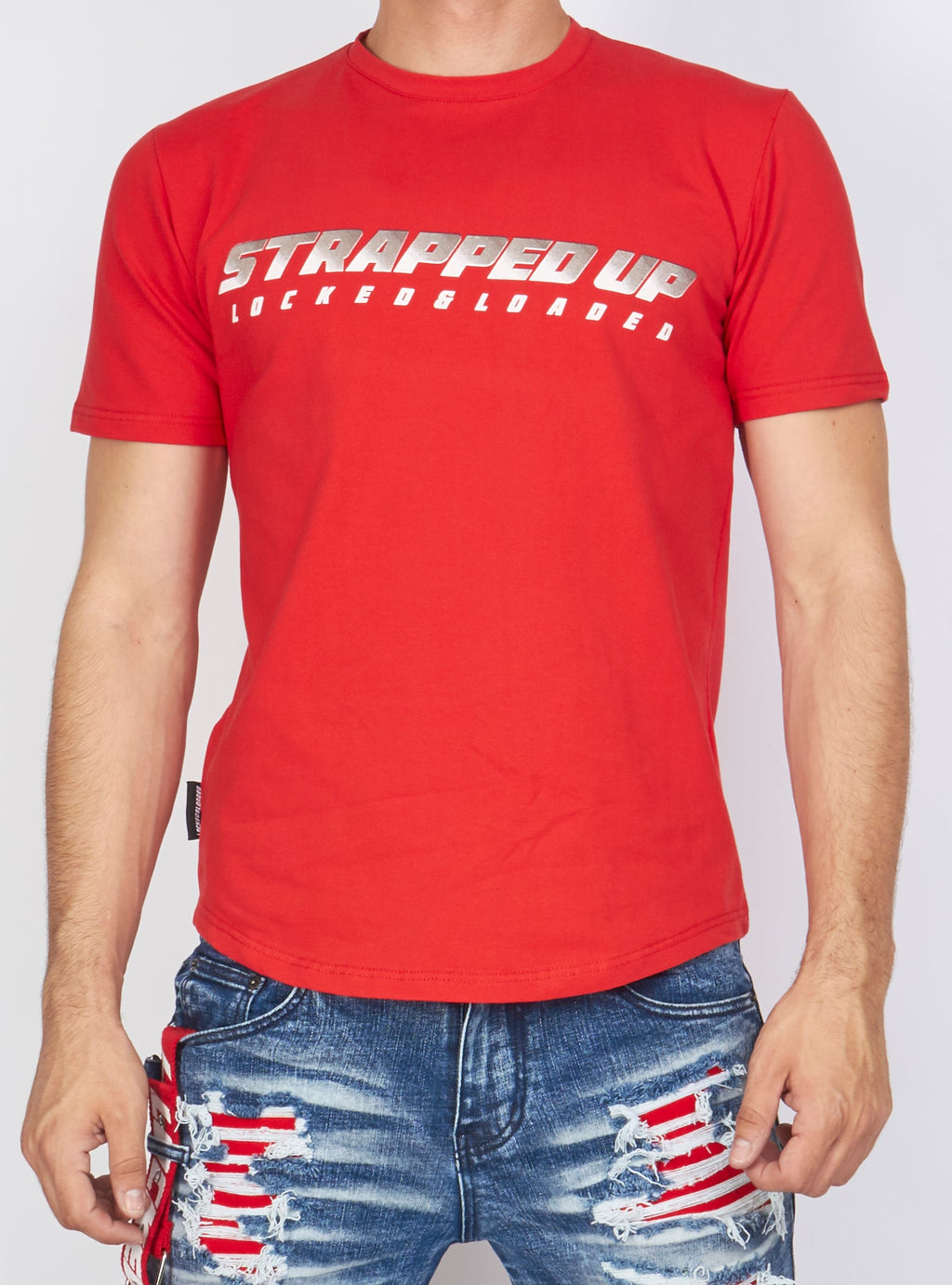 LNL T-Shirt - Strapped Up - Red And Grey