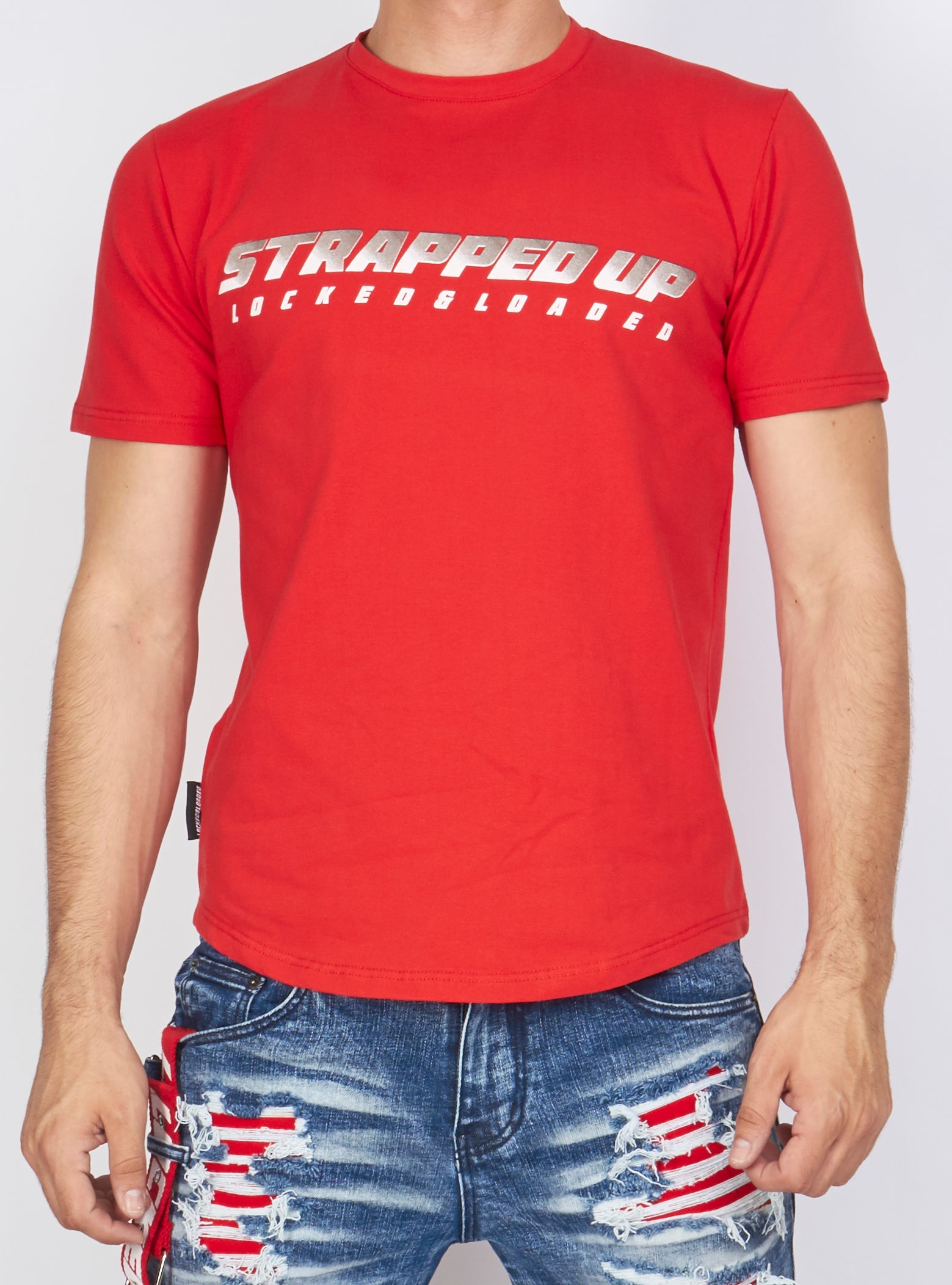 LNL T-Shirt - Strapped Up - Red And Grey