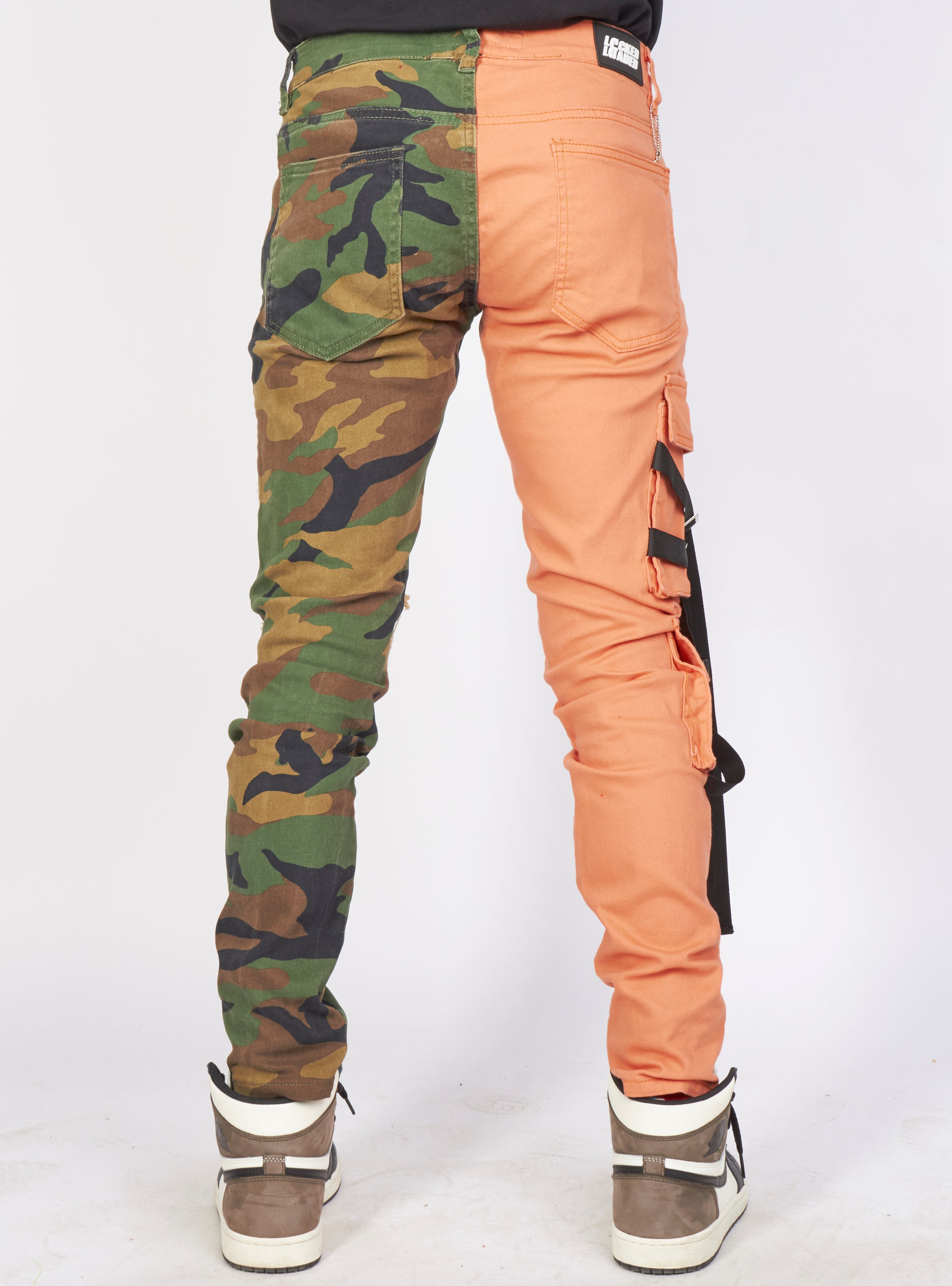LNL Jeans - Split Straps - Orange and Camo - LL106