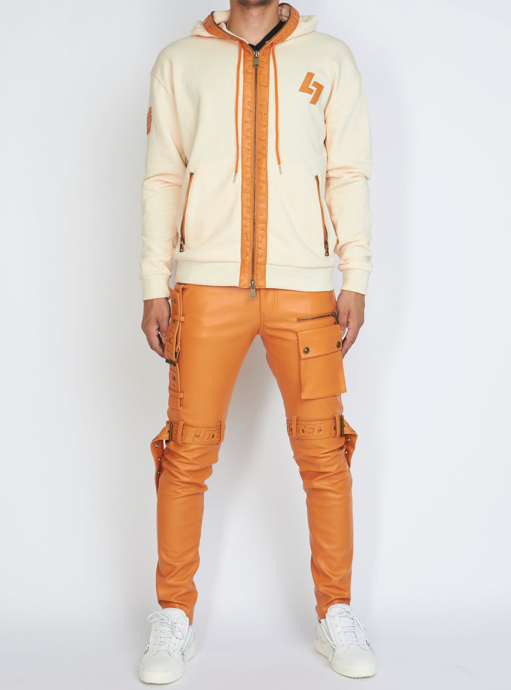 LNL Hoodie - Leather - Peach and Orange - LLFZ1025505