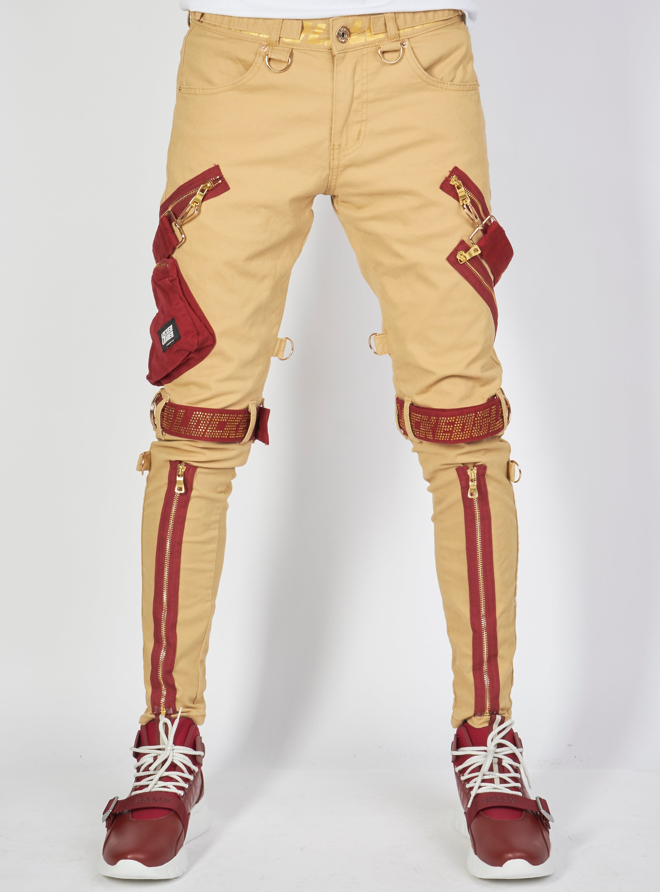 LNL Jeans - Straps and Stones - Wheat and Gold - LLTP107