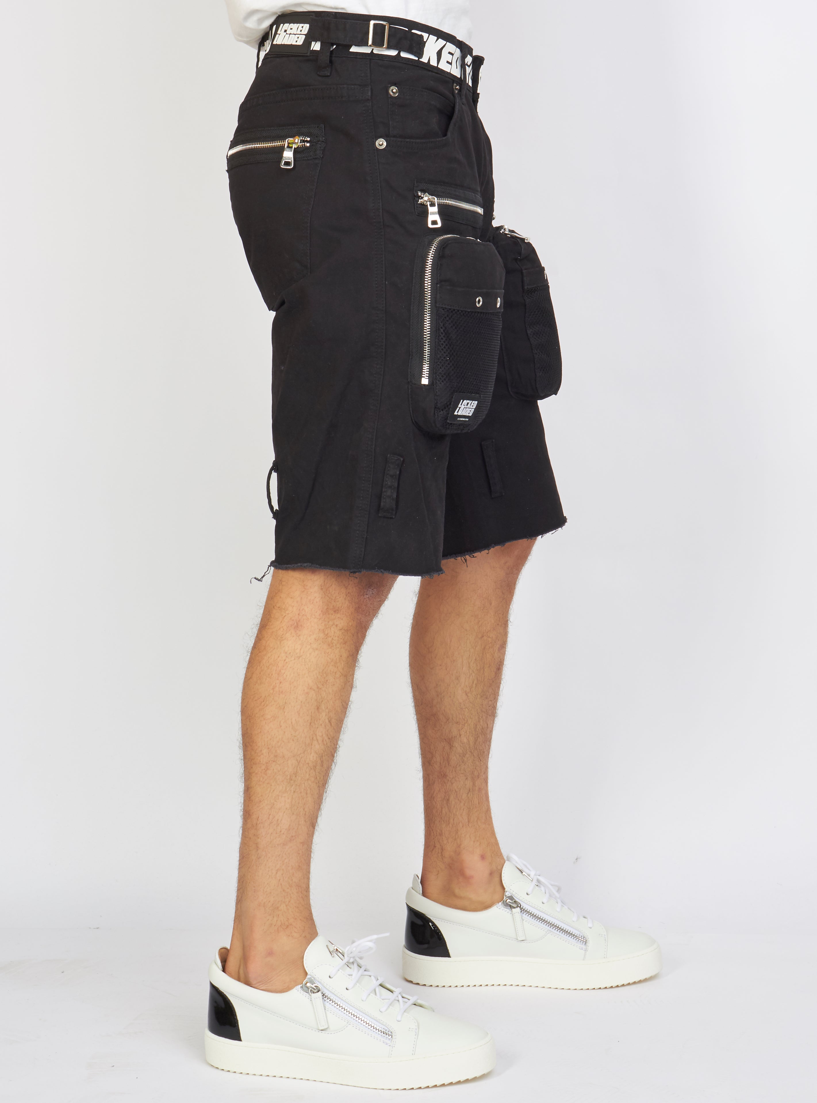 LNL Shorts - Strapped - Black with White - LDS421102