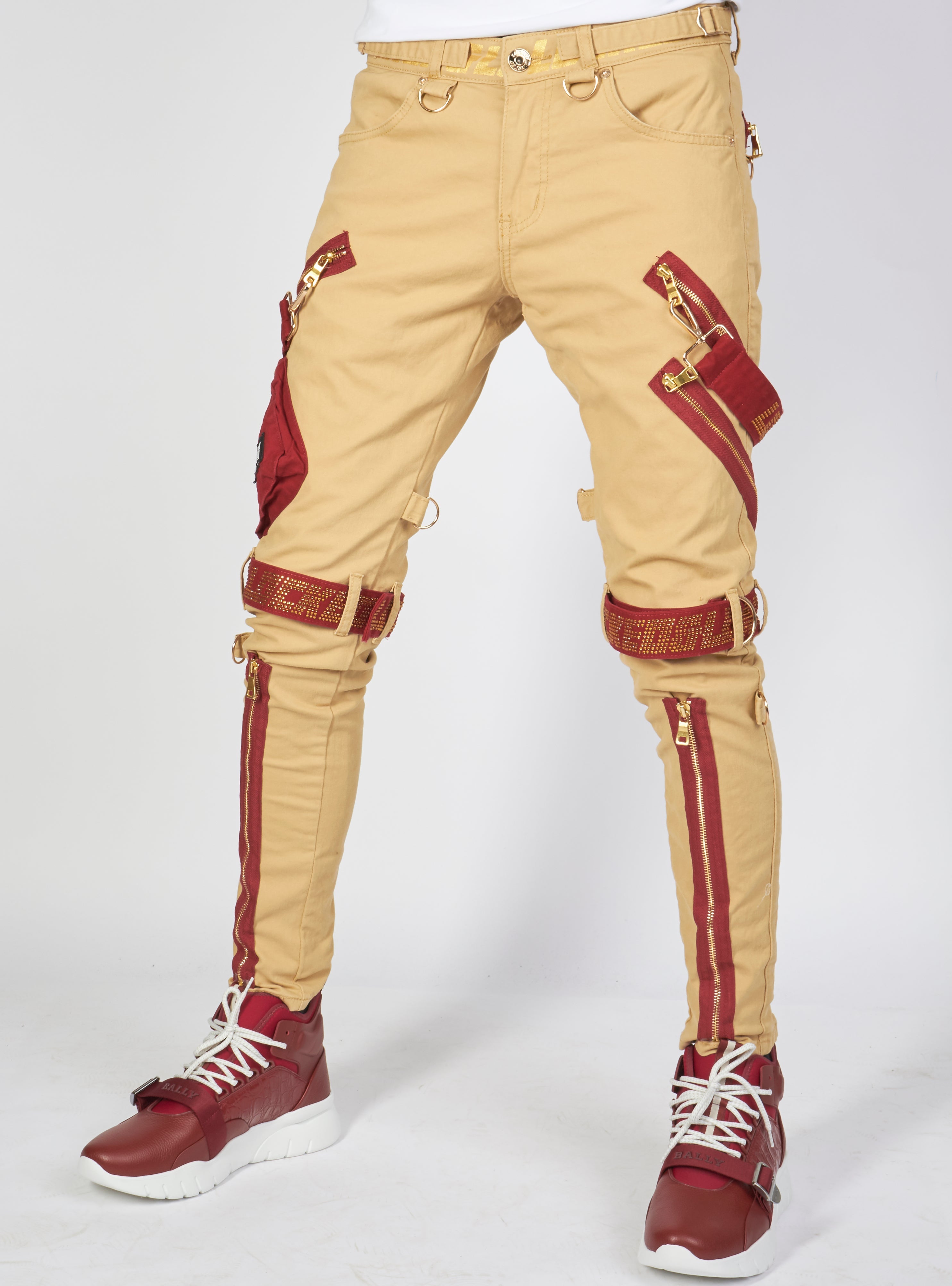 LNL Jeans - Straps and Stones - Wheat and Gold - LLTP107