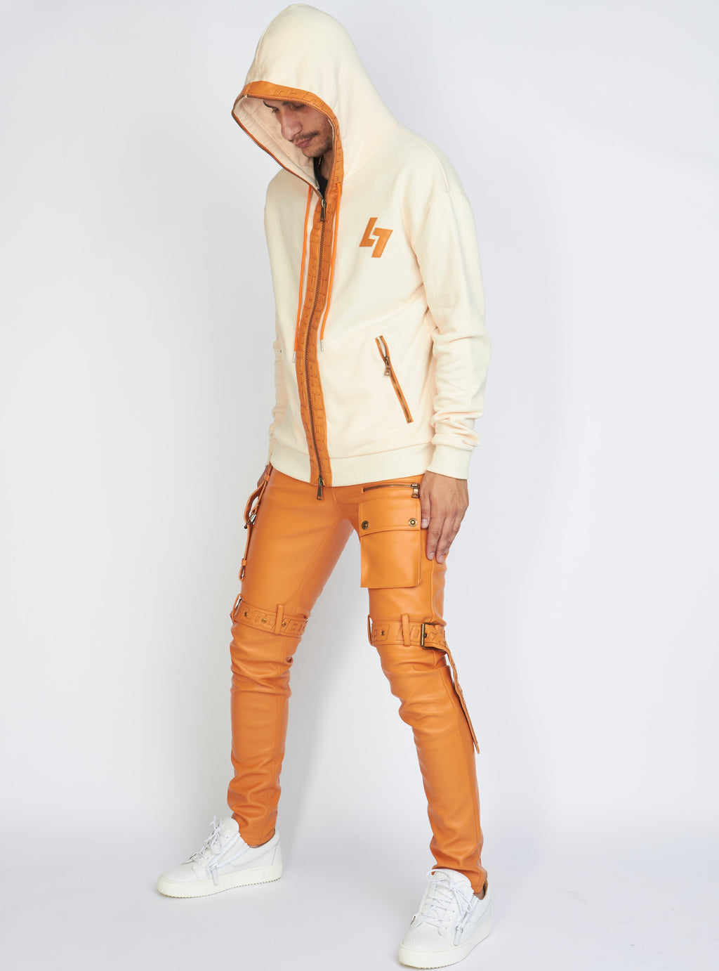 LNL Hoodie - Leather - Peach and Orange - LLFZ1025505