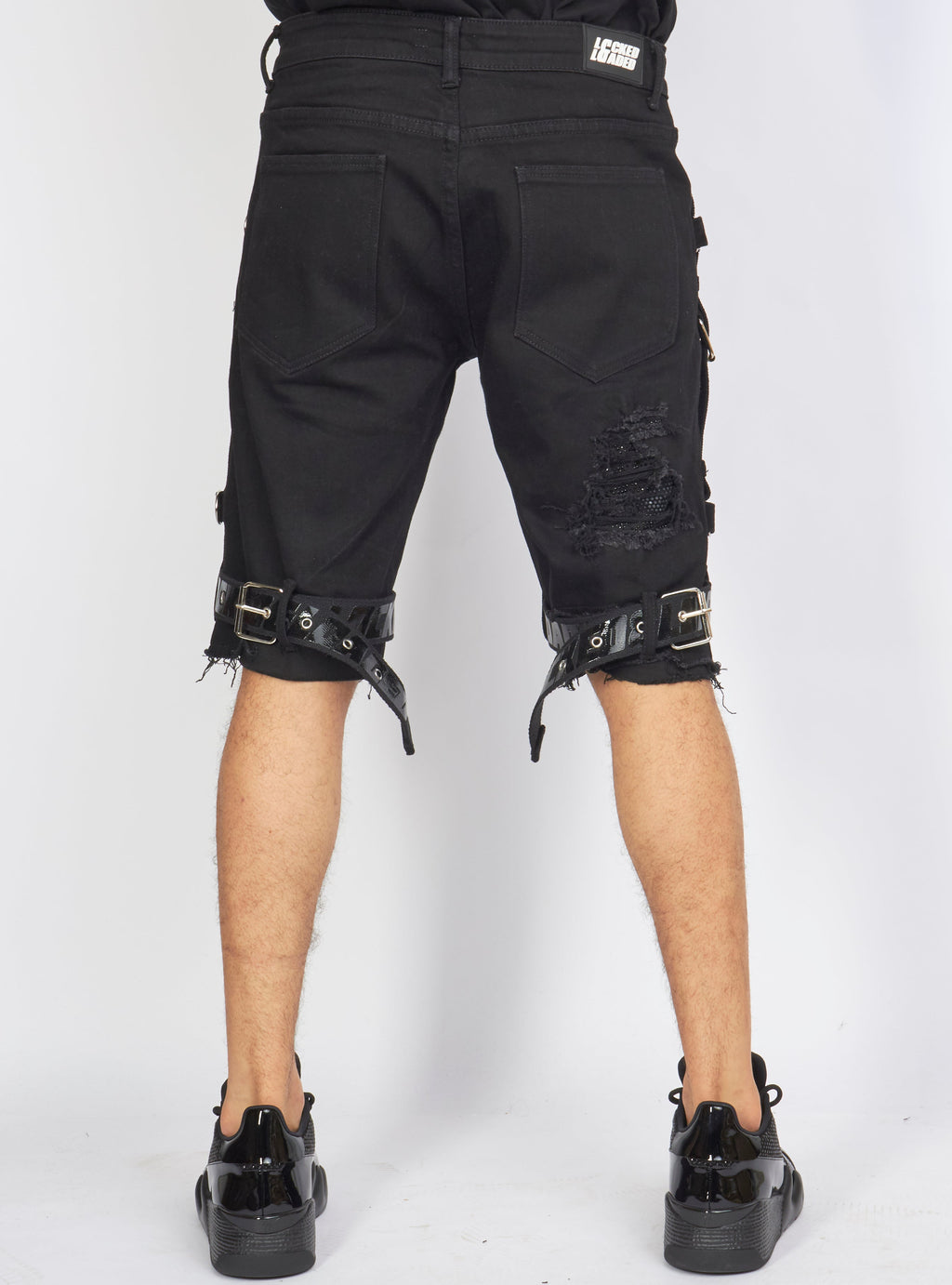 LNL Shorts - Strapped w/ Crystals - Black - LDS421103