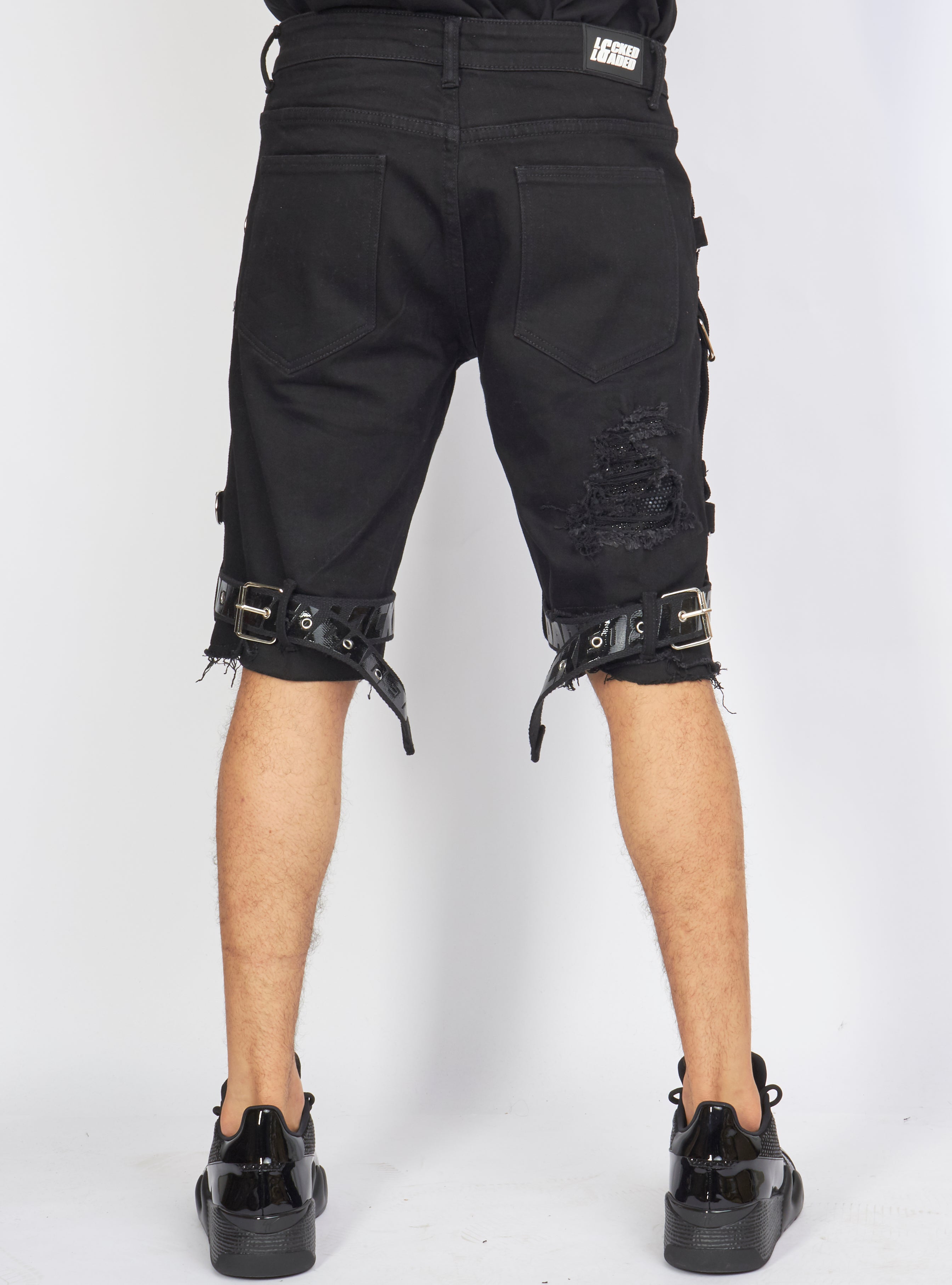 LNL Shorts - Strapped w/ Crystals - Black - LDS421103