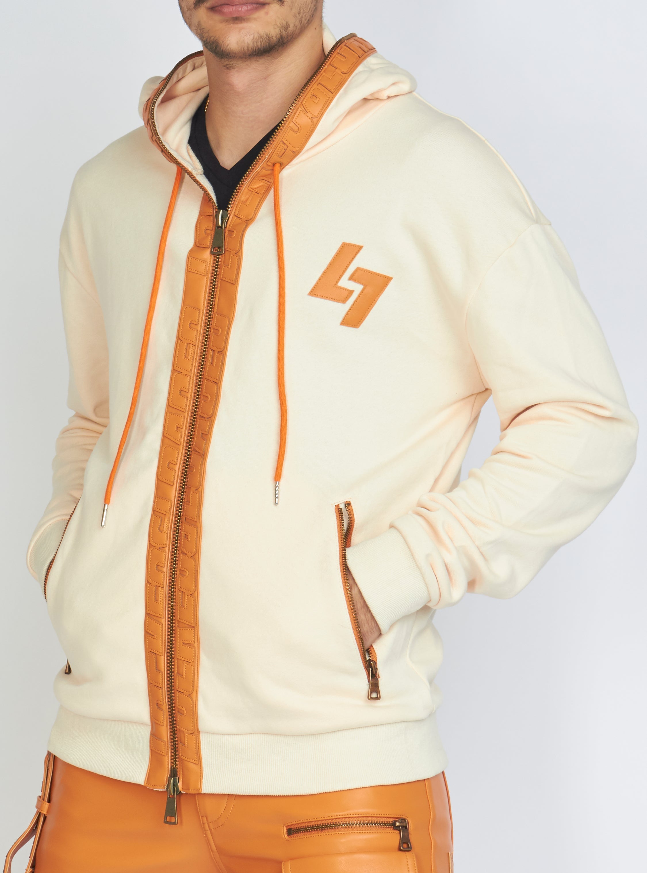 LNL Hoodie - Leather - Peach and Orange - LLFZ1025505