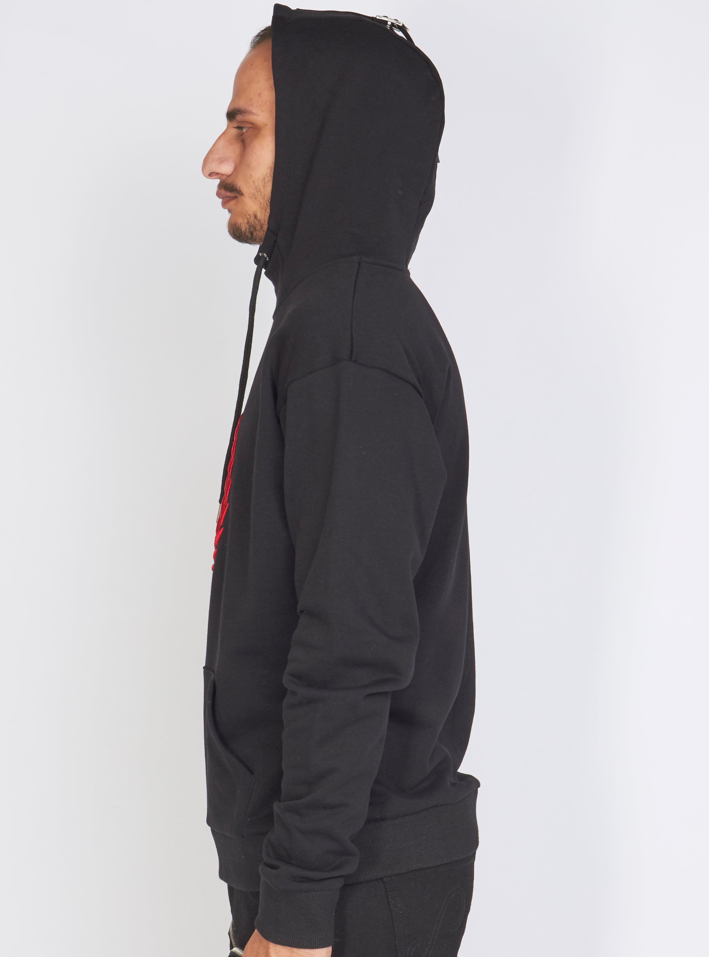 LNL Hoodie - Crest Pullover - Black and Red - LLCH601