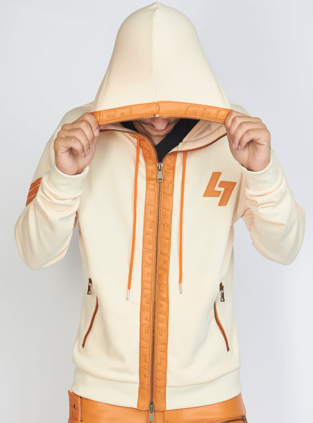 LNL Hoodie - Leather - Peach and Orange - LLFZ1025505
