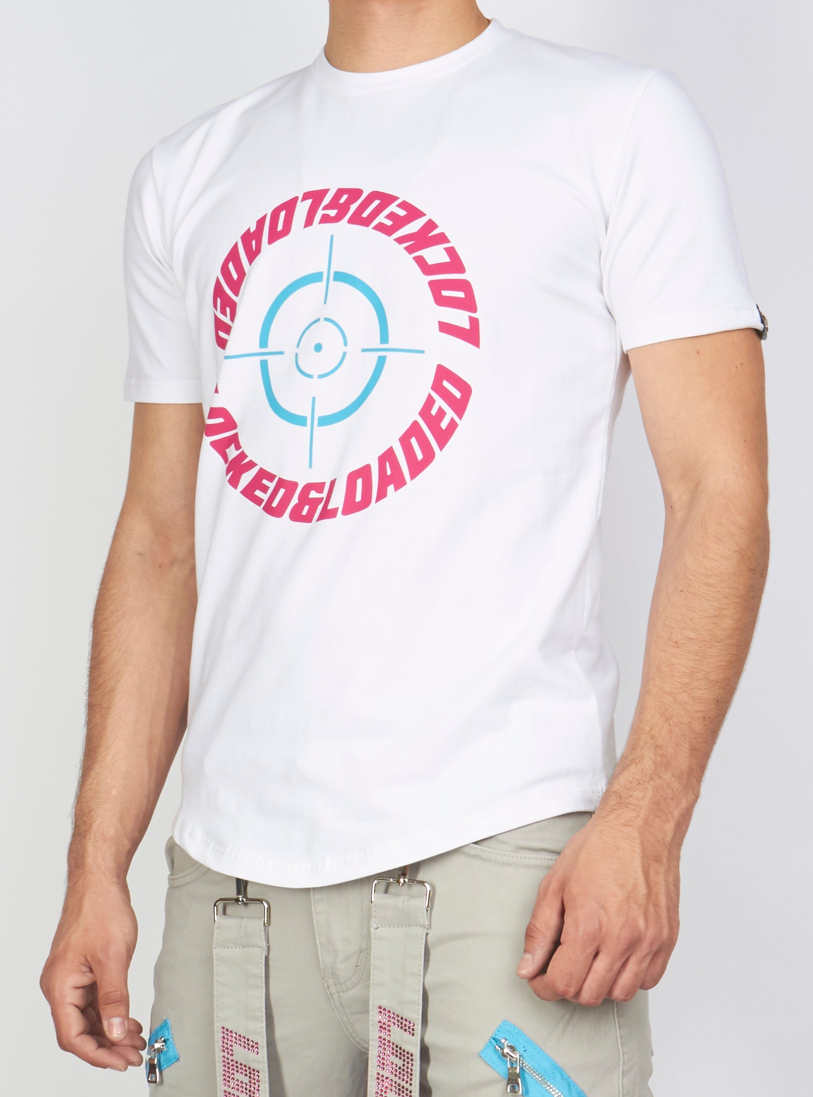 LNL T-Shirt - Target - White, Pink And Blue