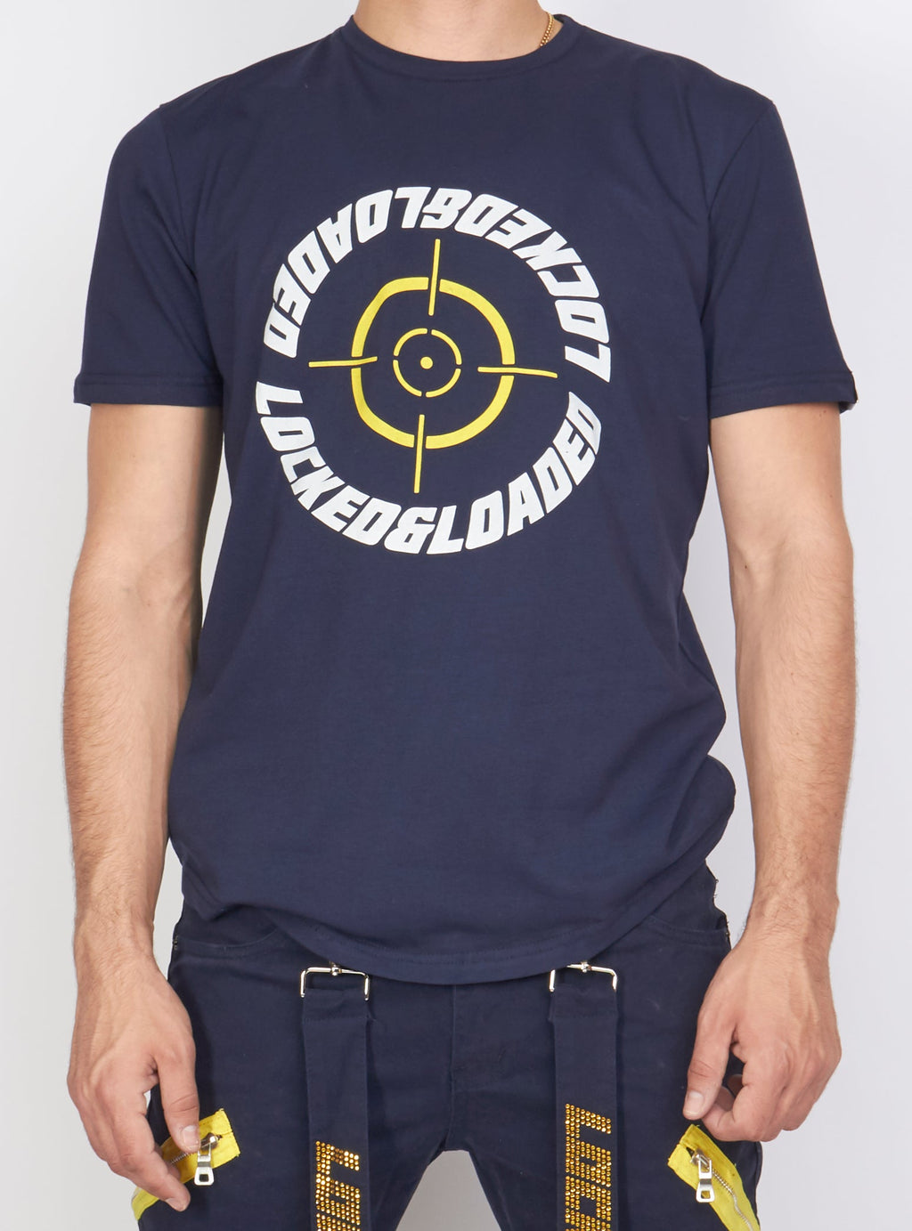 LNL T-Shirt - Target - Navy, Yellow And White