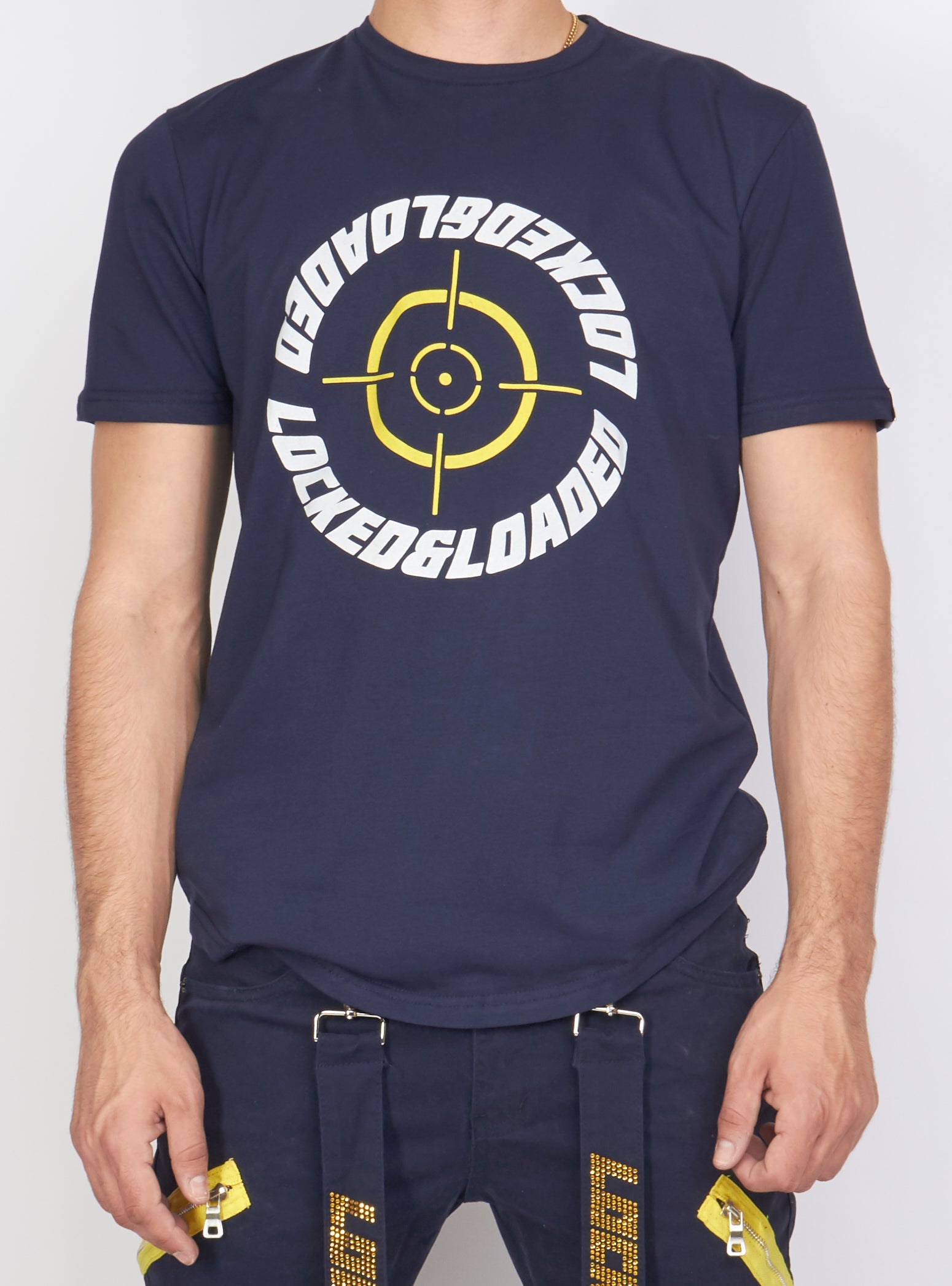 LNL T-Shirt - Target - Navy, Yellow And White