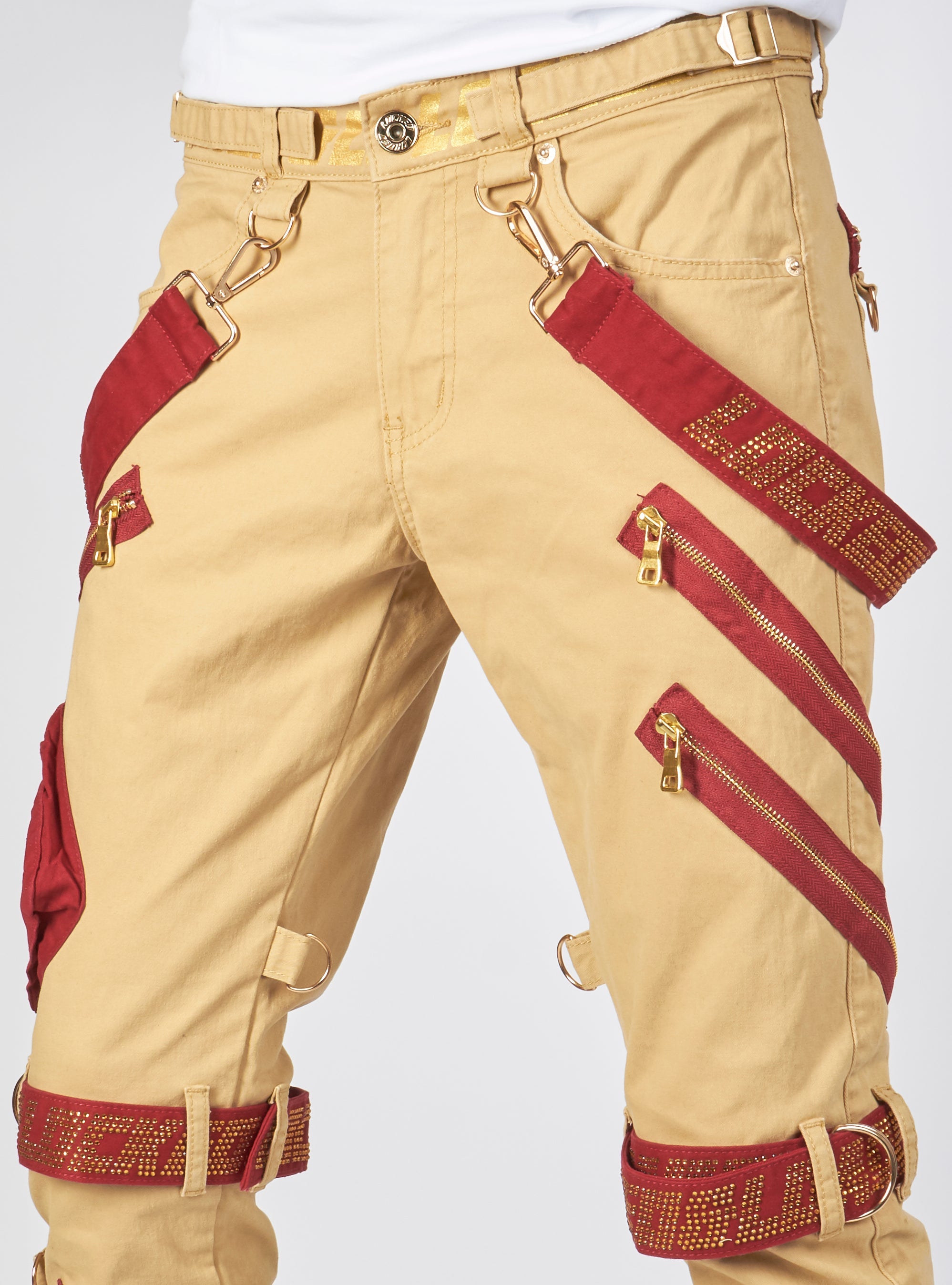 LNL Jeans - Straps and Stones - Wheat and Gold - LLTP107