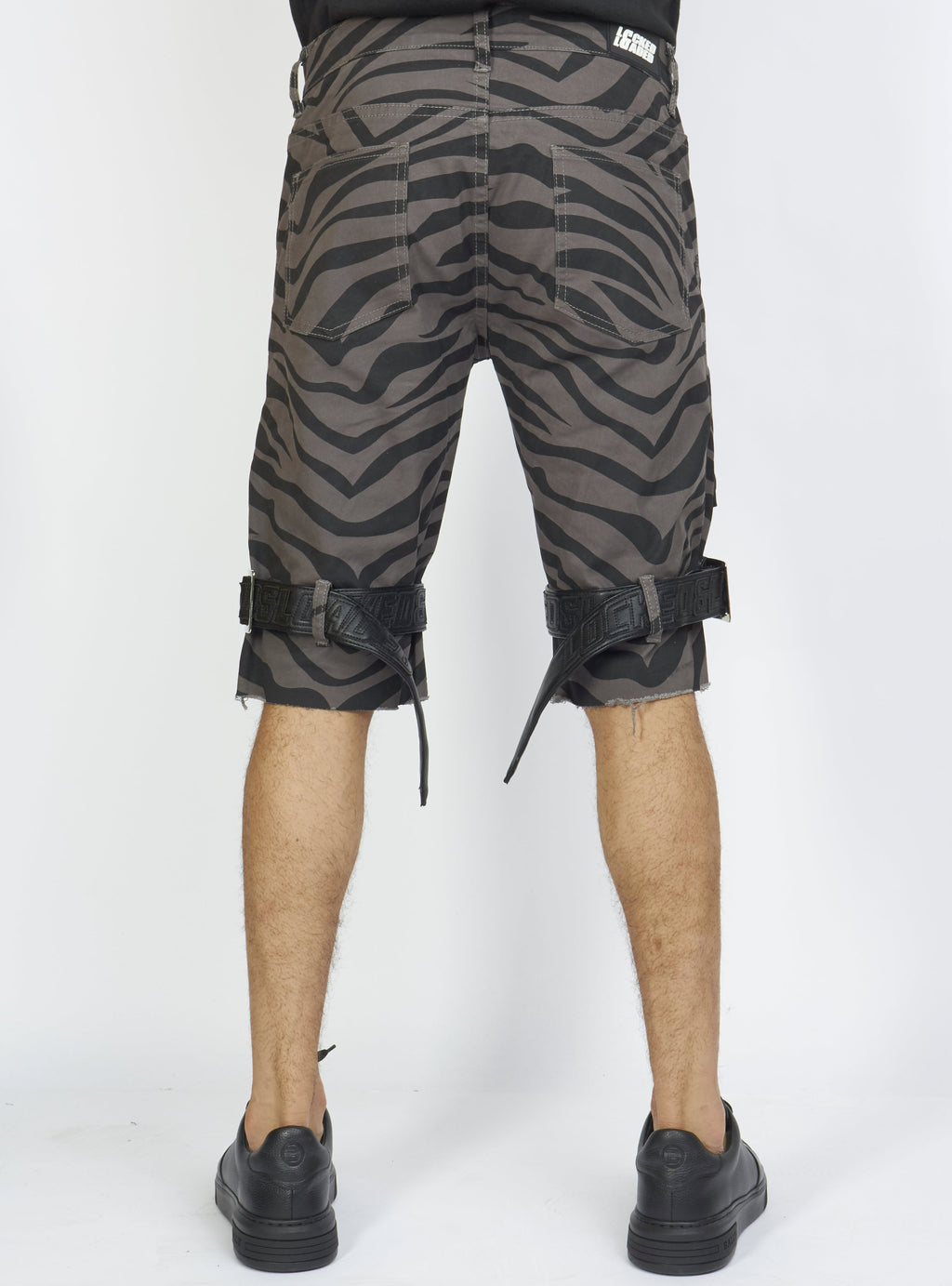 LNL Shorts - Strapped w/ Leather - Dark Grey and Black Zebra - LDS421103