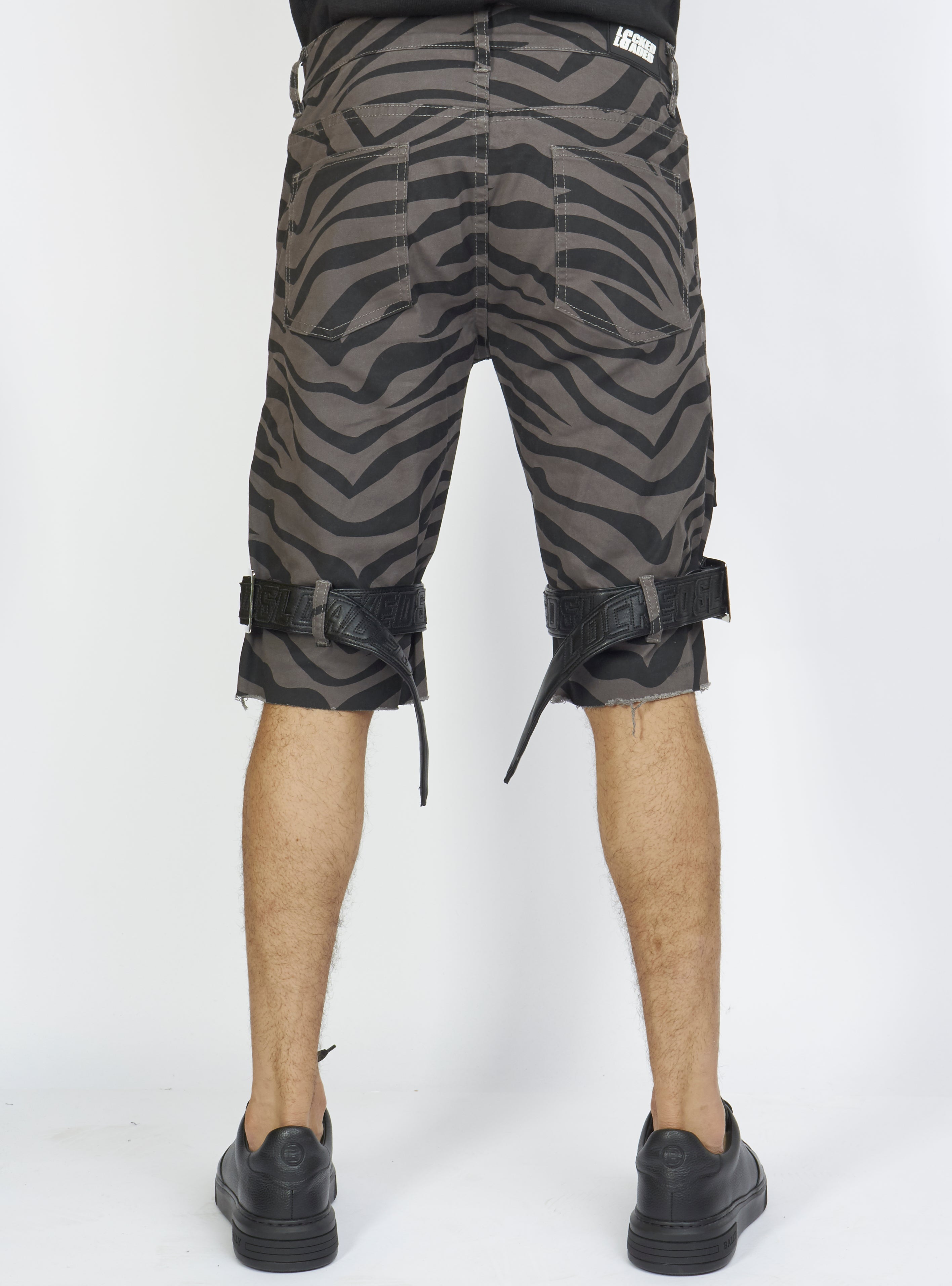 LNL Shorts - Strapped w/ Leather - Dark Grey and Black Zebra - LDS421103