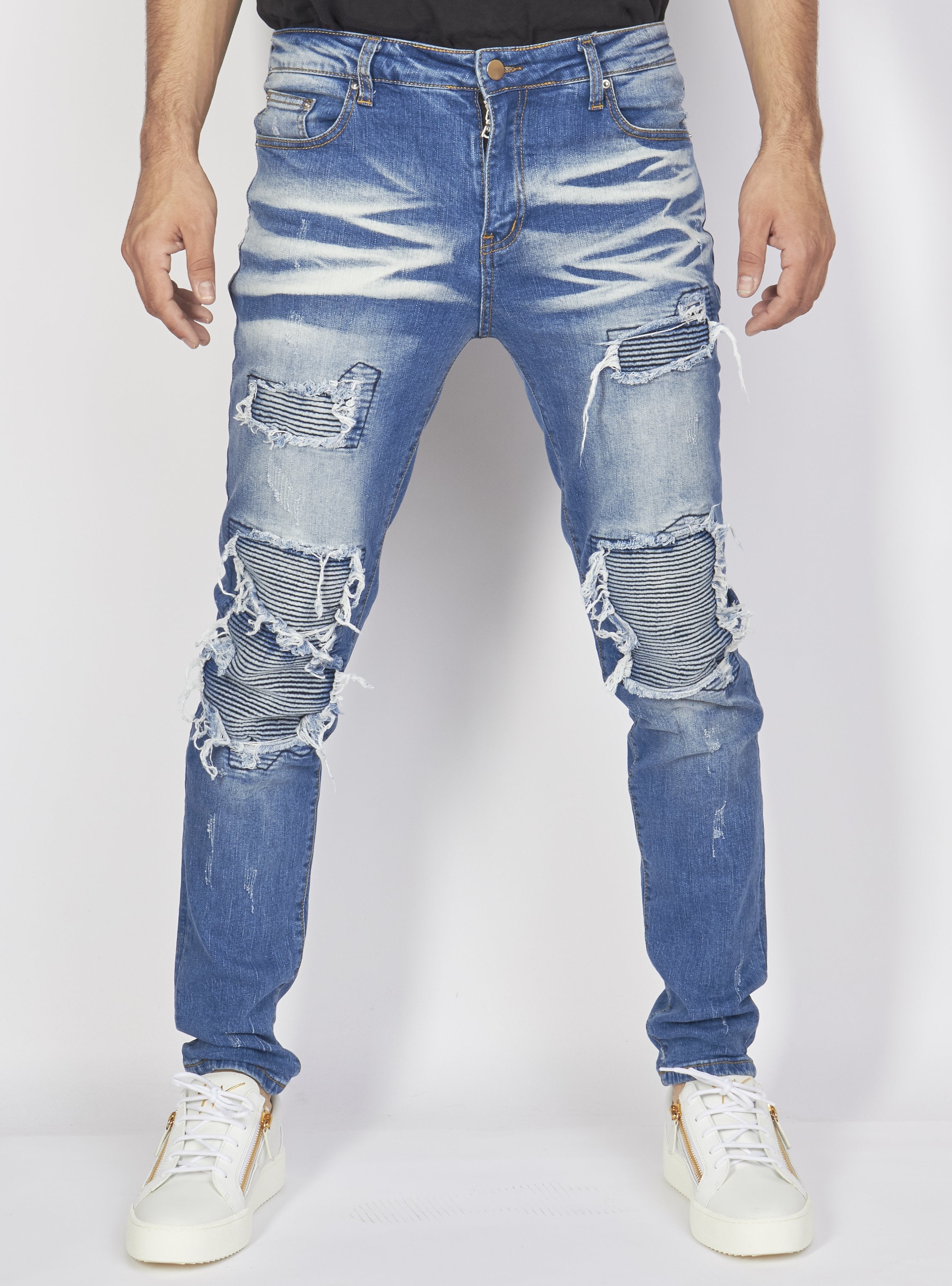Politics Jeans - Moto Ribbed - Medium Blue - PLTKS0521513