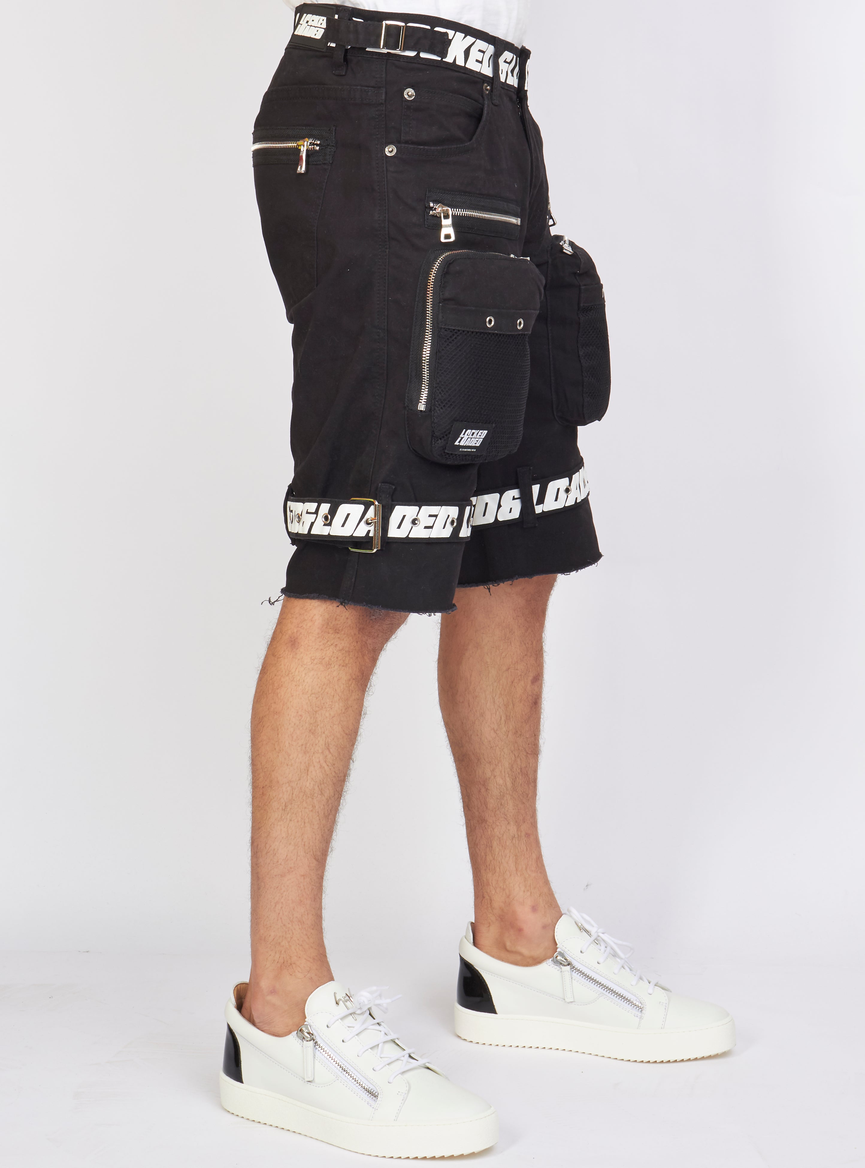 LNL Shorts - Strapped - Black with White - LDS421102