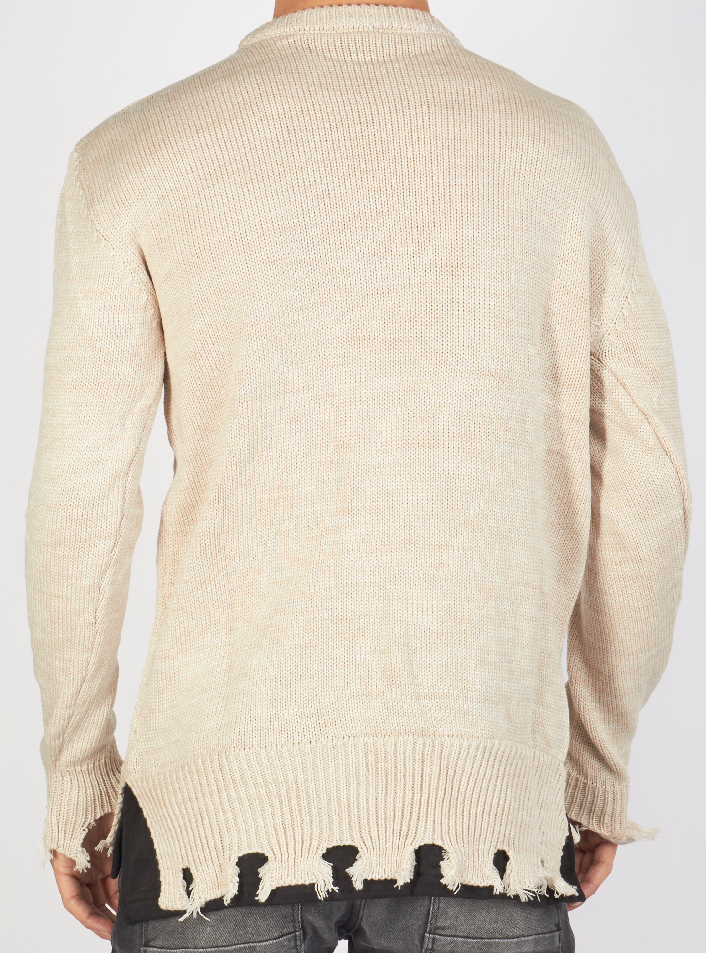 Buyer's Choice Sweater - Crew - Tan with Black - T3736