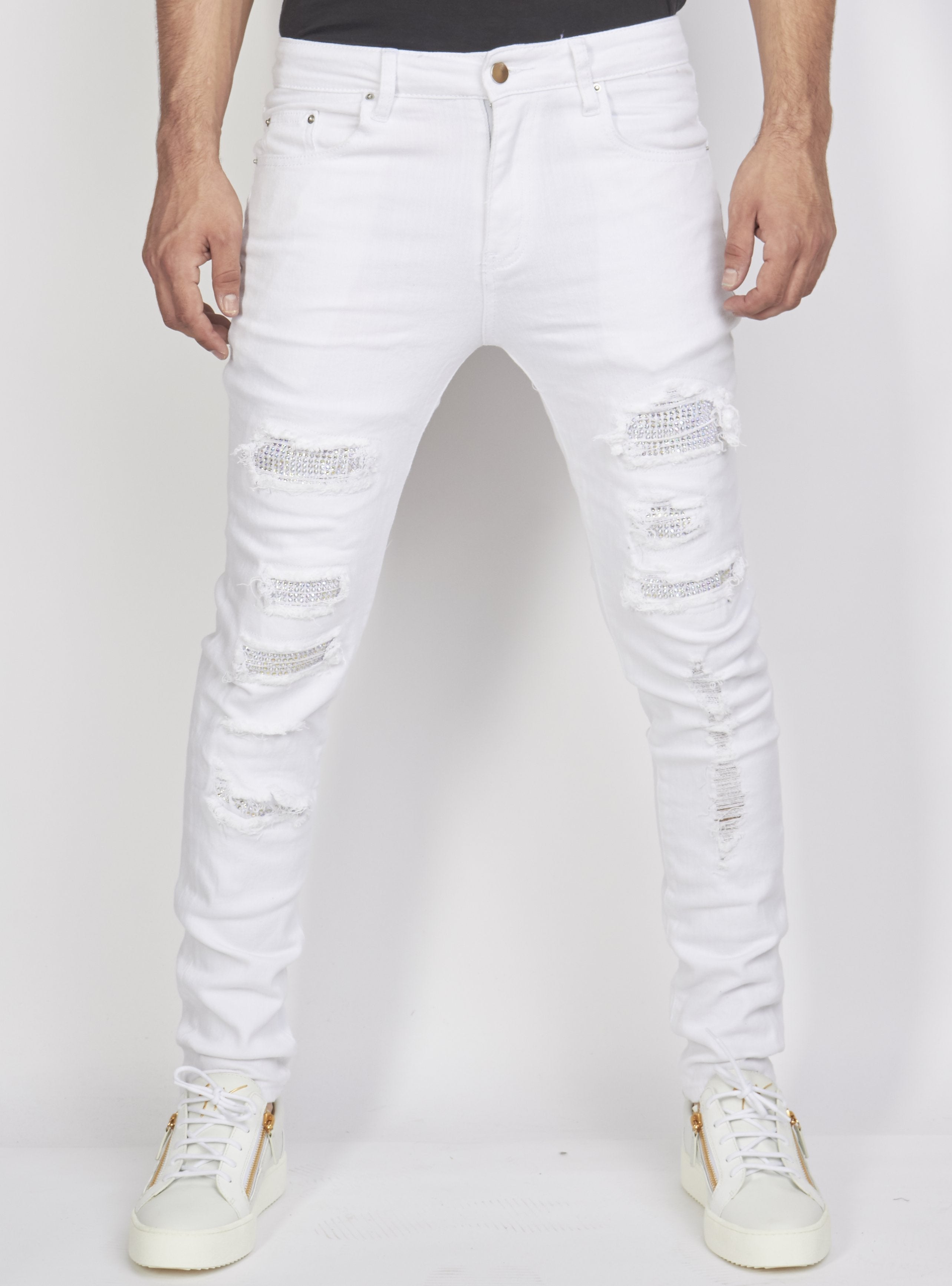 Politics Jeans - Distressed with Stones - White and Multi - PLTKS0521625