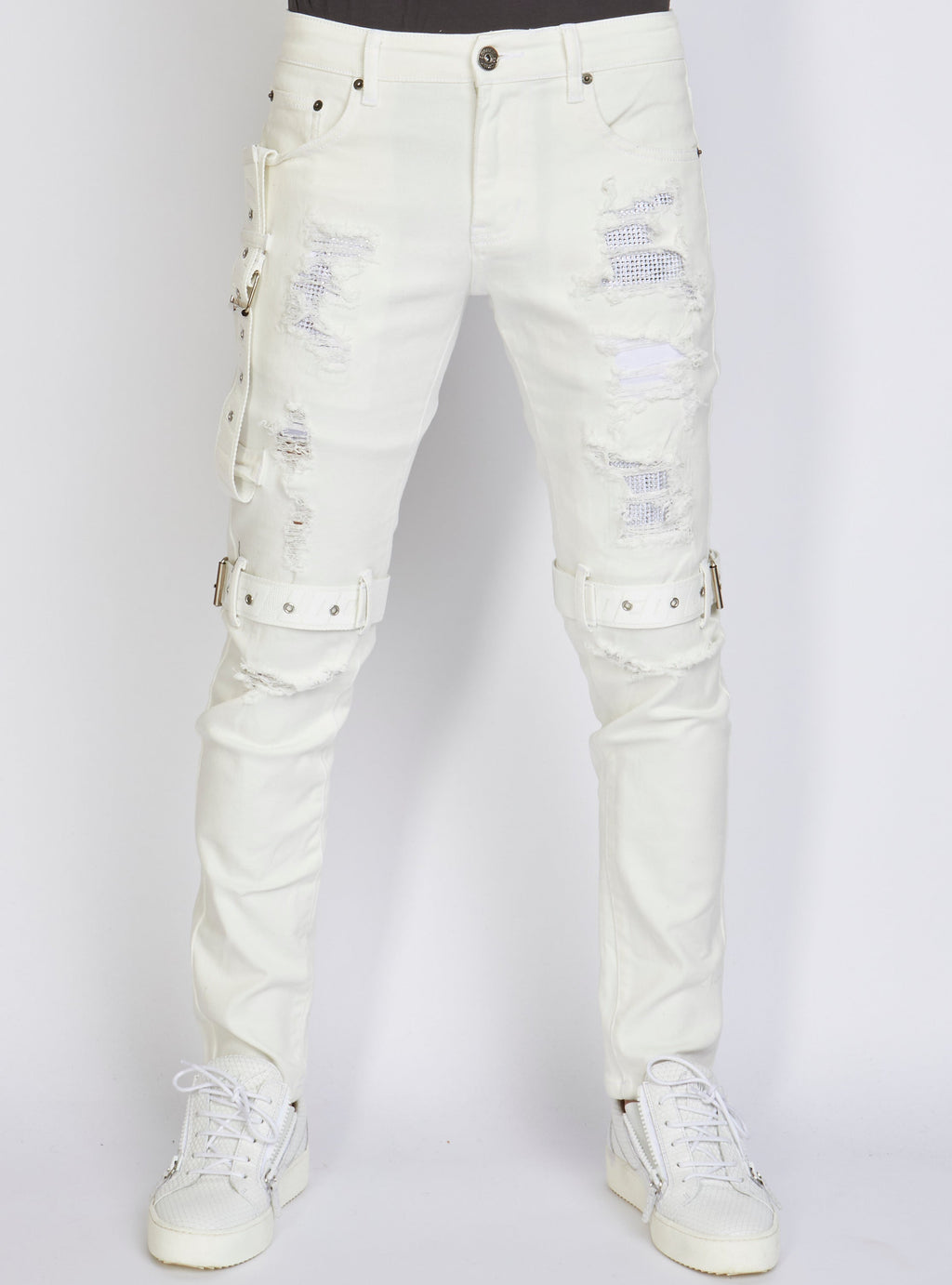 LNL Jeans - Straps - White On White - LLCDP0925561
